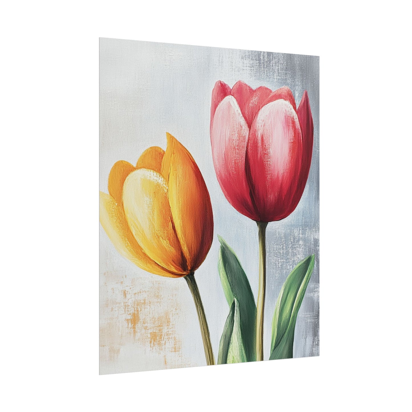 Vibrant Tulips Duo - Abstract Floral Art Print