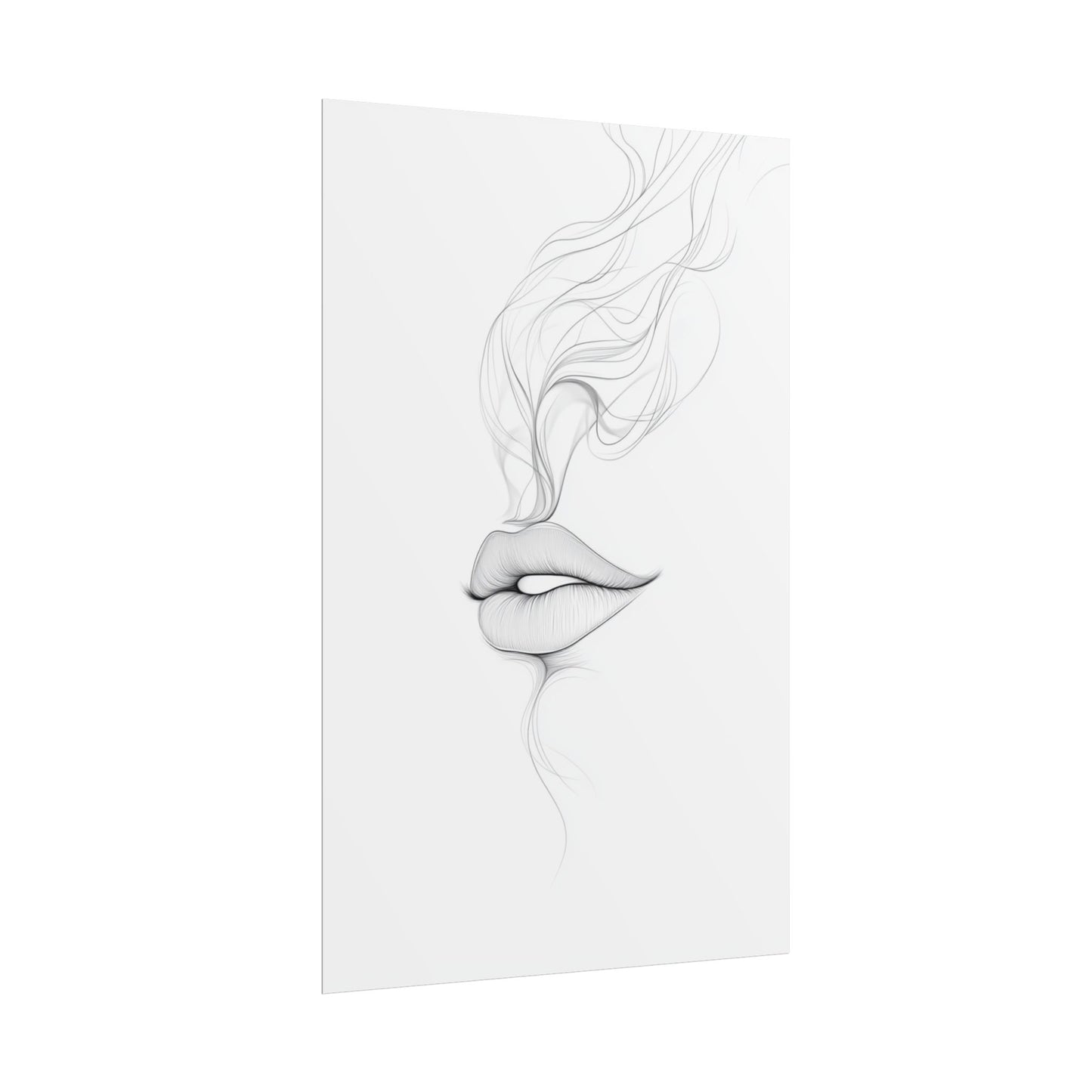 Whispers of Elegance - Delicate Abstract Line Art of Lips