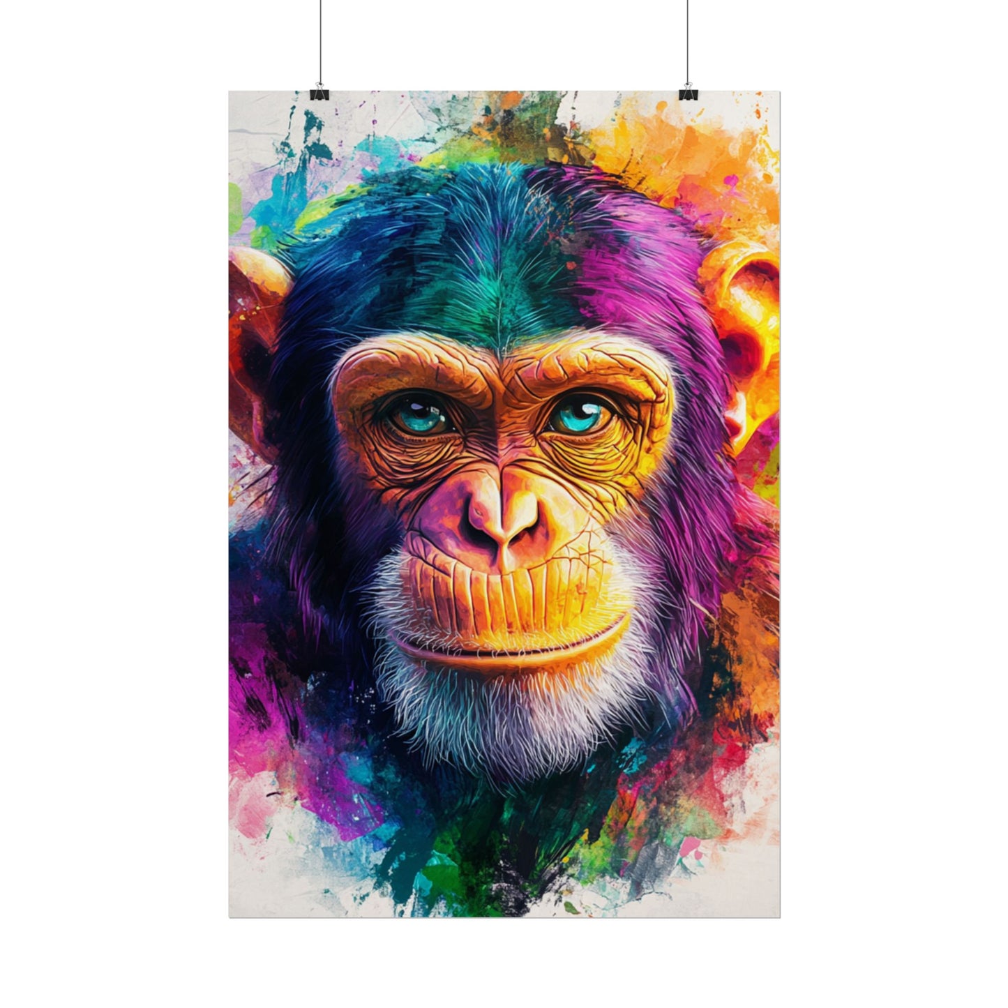 Vibrant Primate - Abstract Portrait of a Chimpanzee