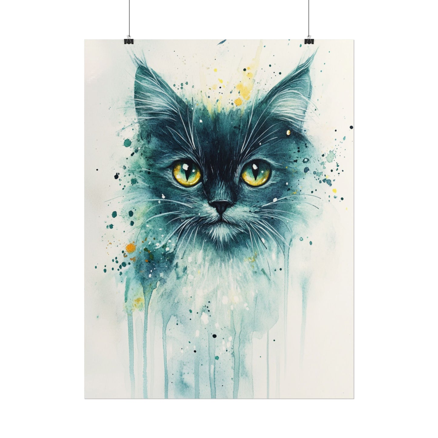 Enigmatic Gaze - Abstract Cat Watercolour Art Print