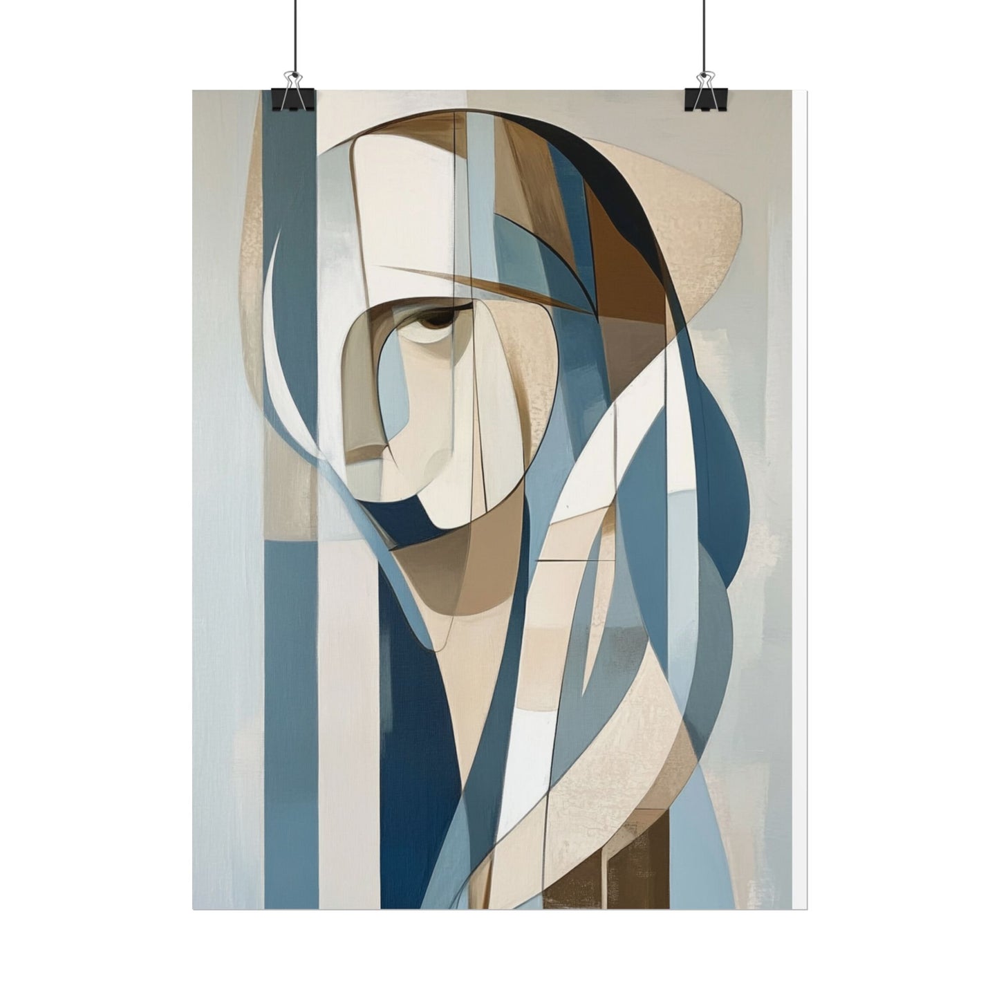 Contemplation in Blue - Modern Abstract Portrait