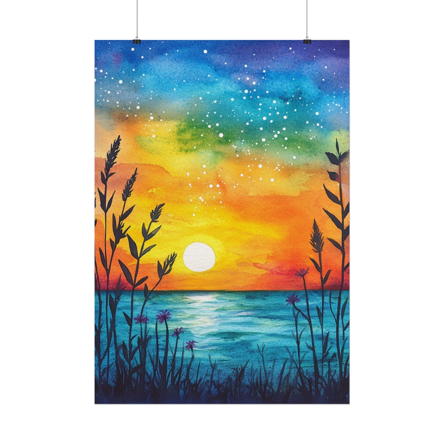 Starlit Sunset - Abstract Coastal Landscape Art Print