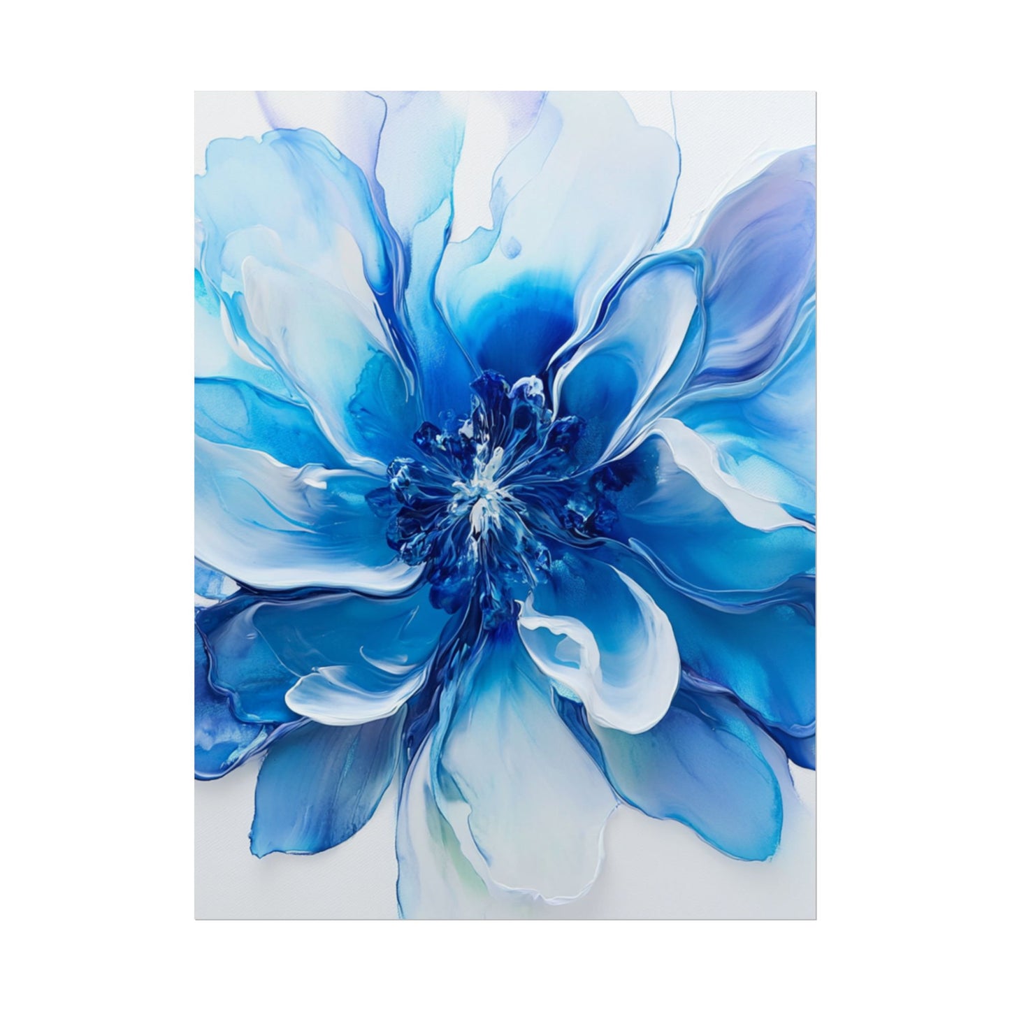 Ethereal Bloom - Abstract Blue Floral Art Print