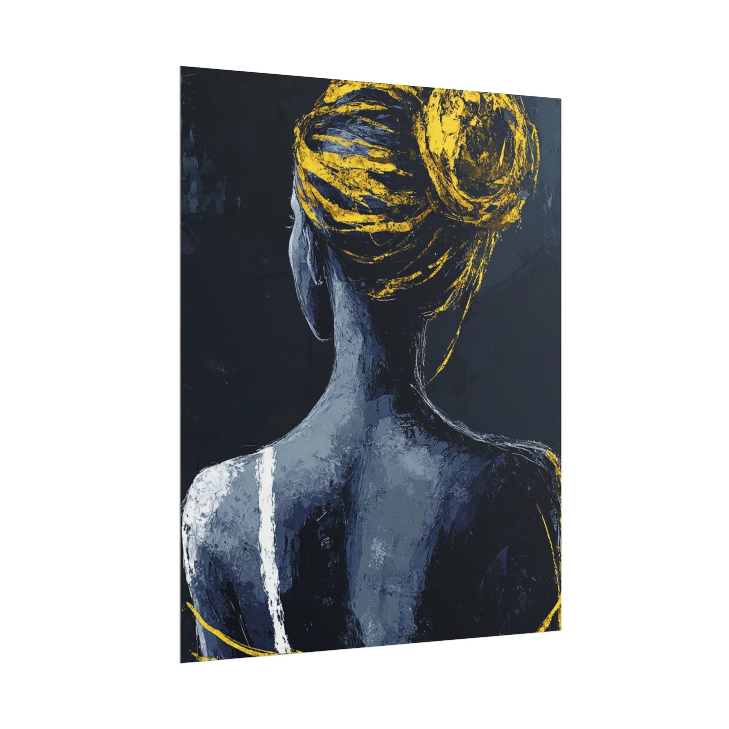 Golden Embrace - Abstract Portrait in Blue and Gold