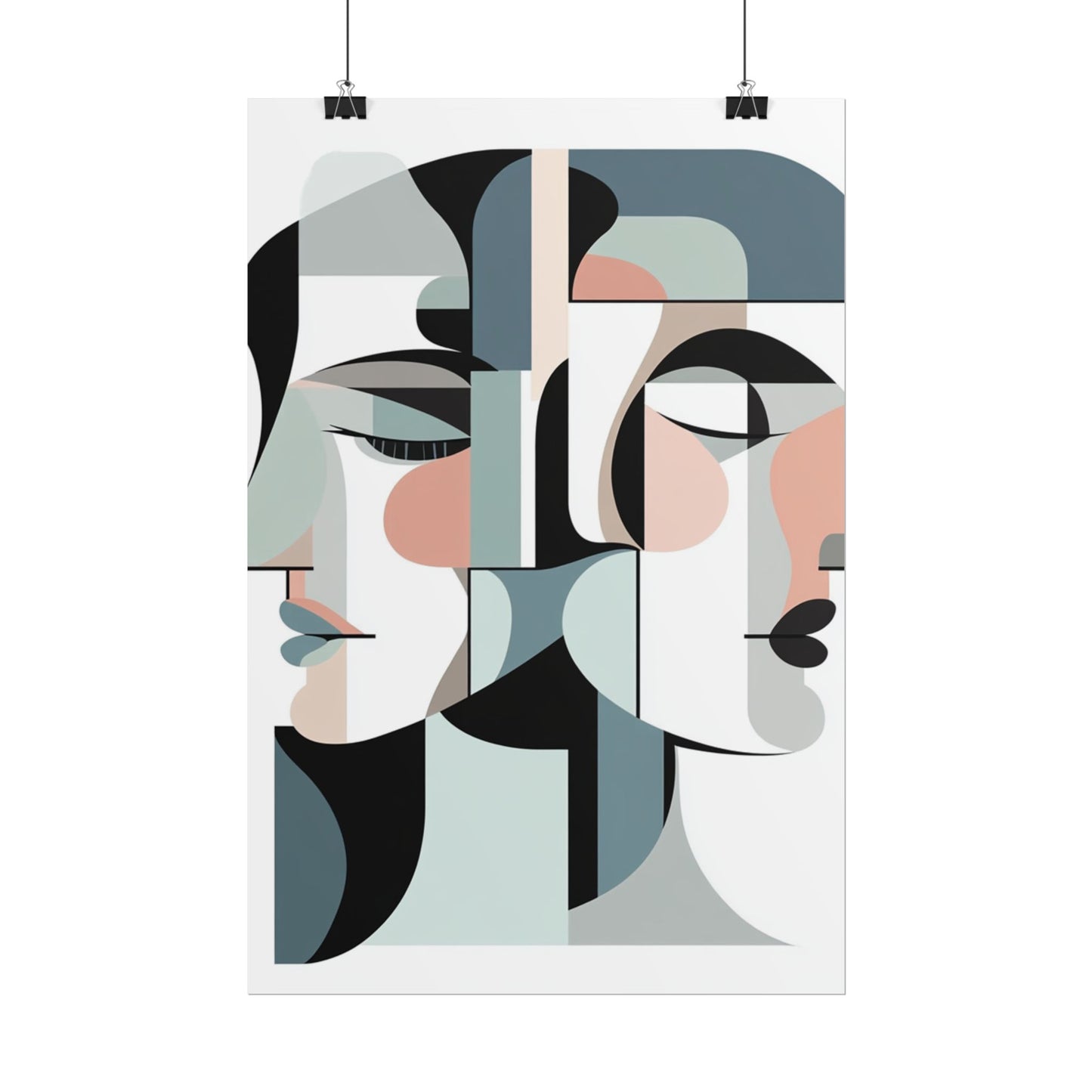 Duality in Form - Abstract Faces Art Print