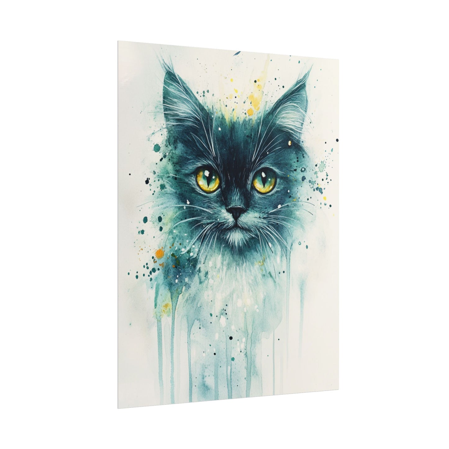 Enigmatic Gaze - Abstract Cat Watercolour Art Print