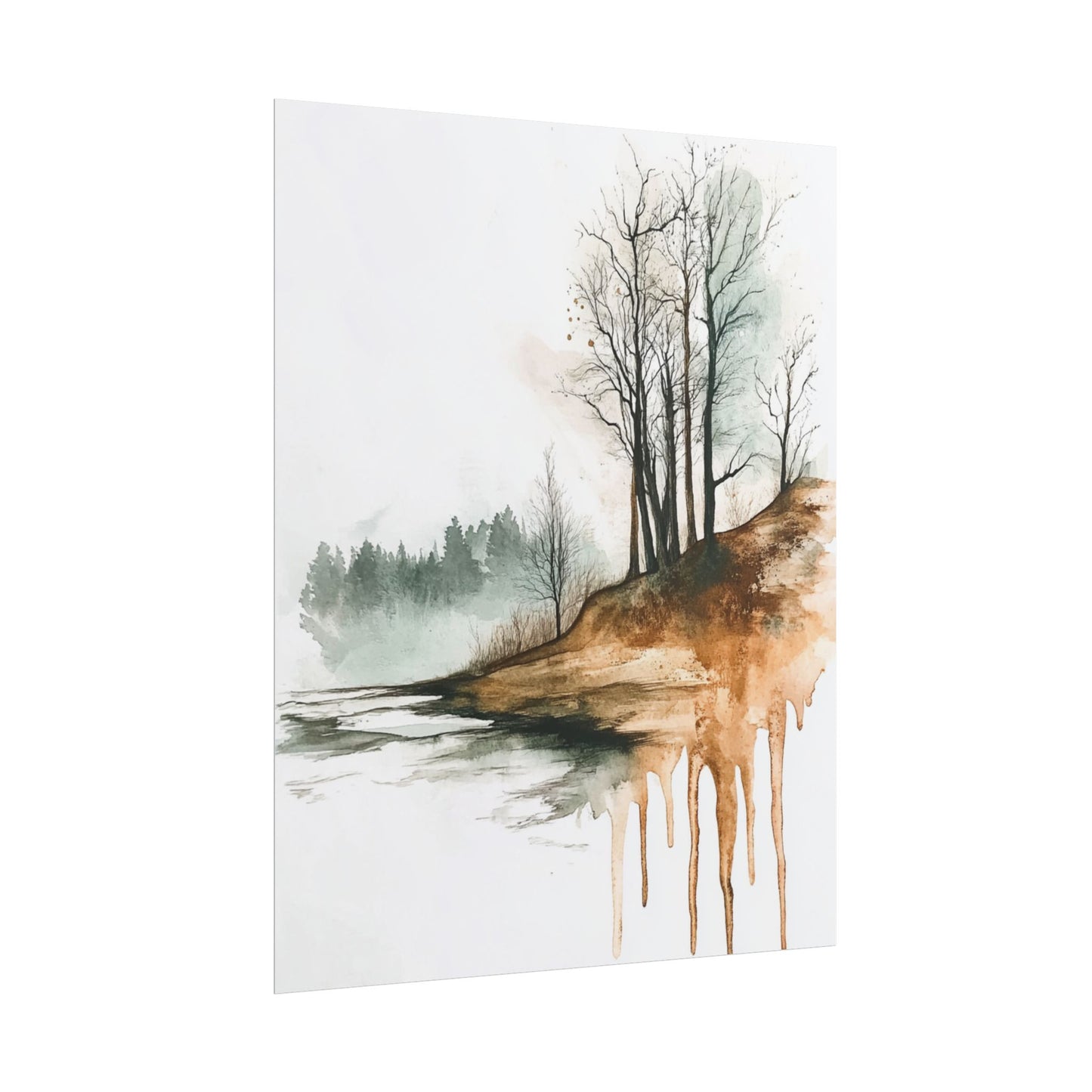 Autumn Reflections - Abstract Watercolour Landscape