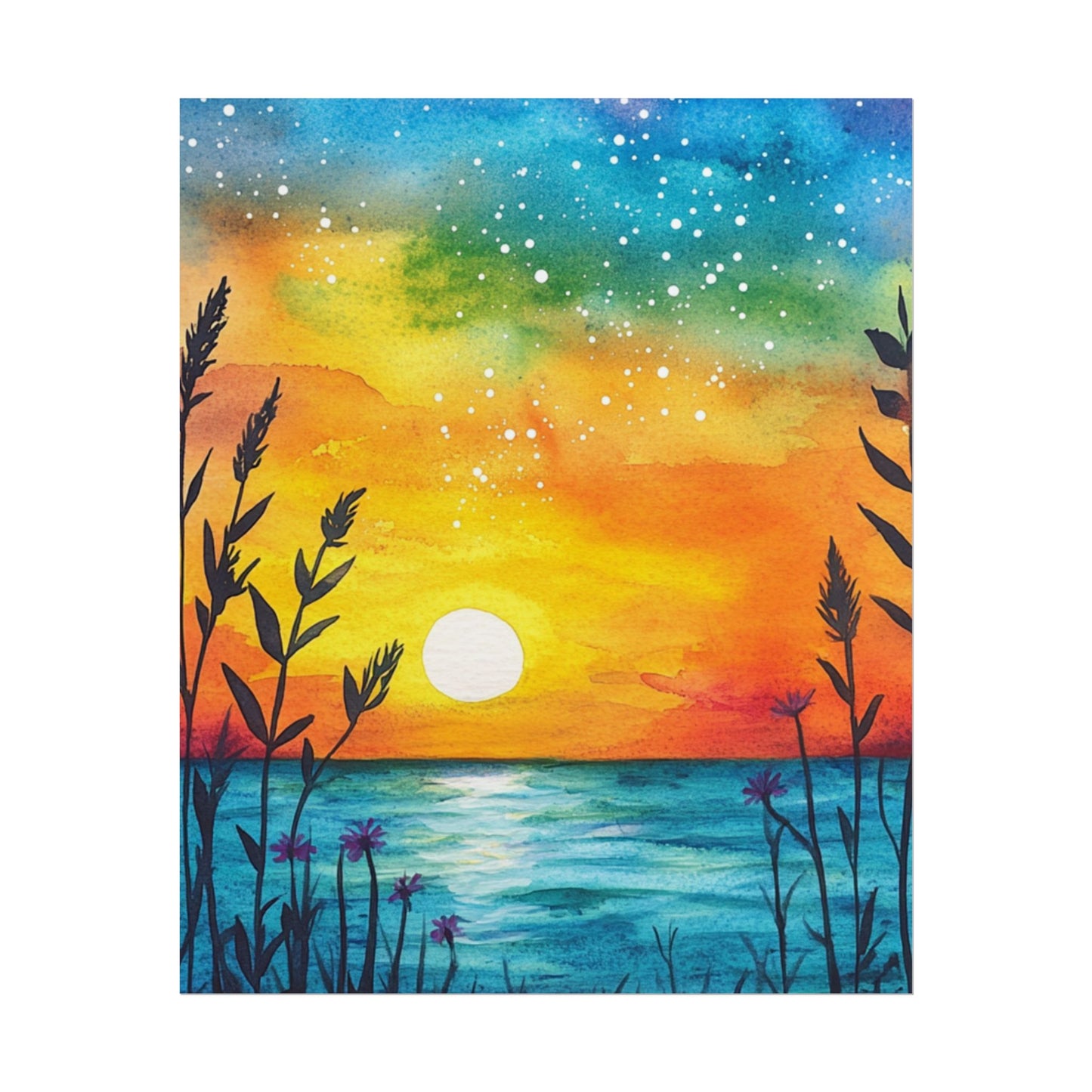 Starlit Sunset - Abstract Coastal Landscape Art Print