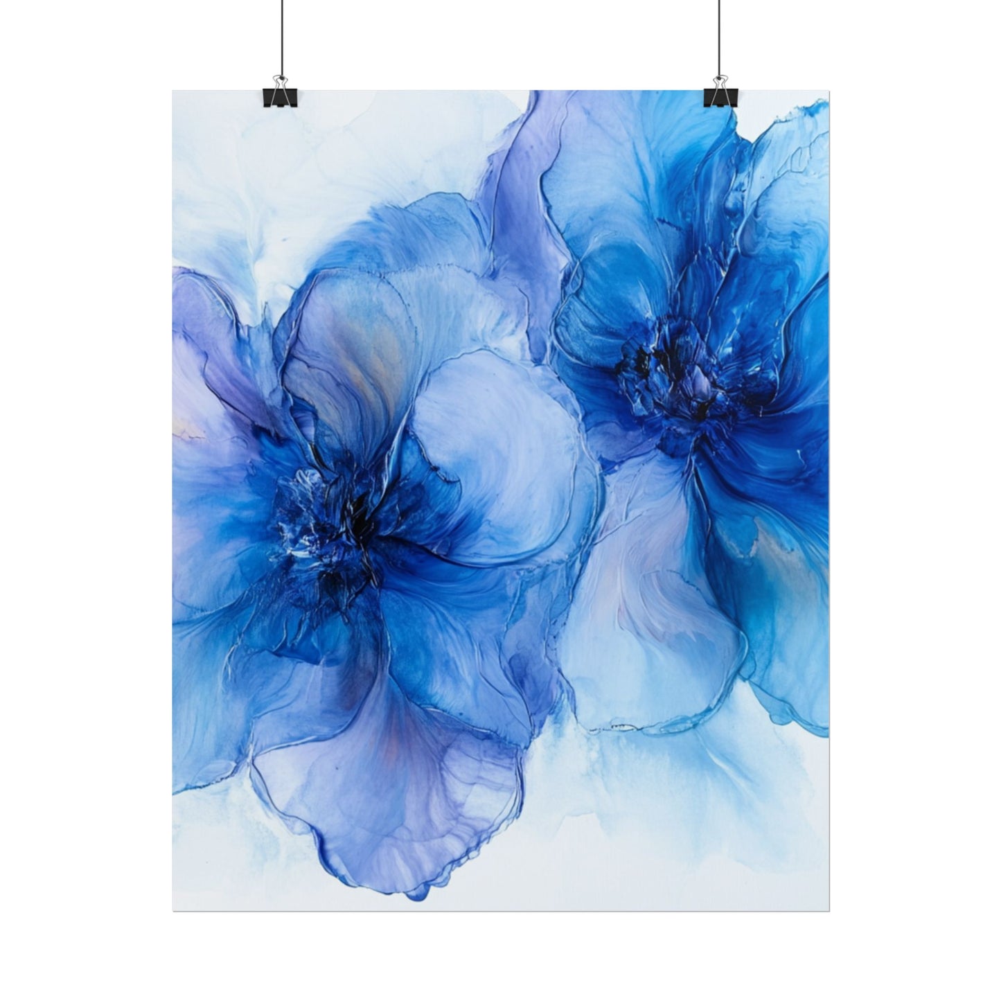 Ethereal Duo - Abstract Floral Art in Shades of Blue