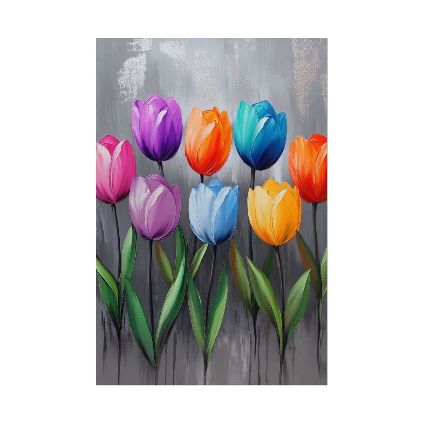 Colourful Tulips - Abstract Floral Art Print