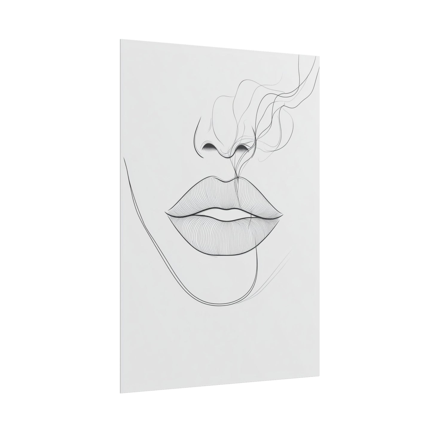 Whispers of Elegance - Abstract Line Art of Lips