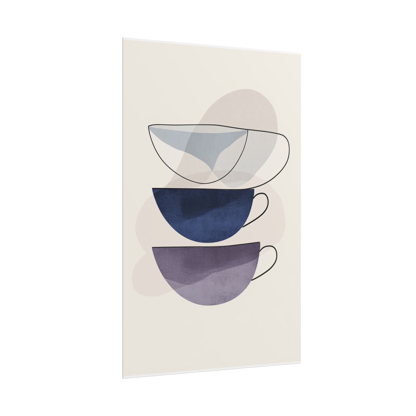 Minimalist Teacups - Abstract Modern Art Print