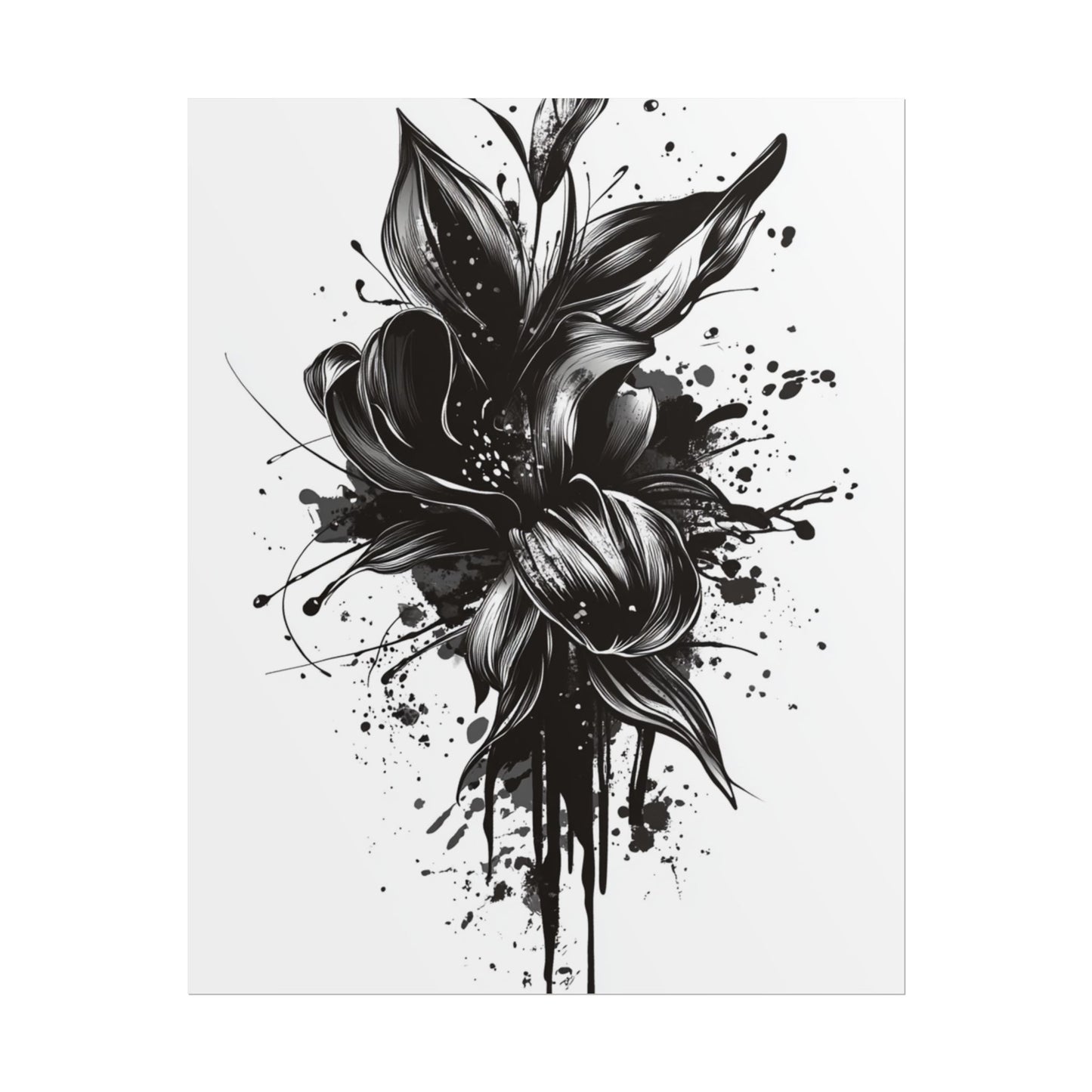 Monochrome Blossom - Abstract Floral Art Print