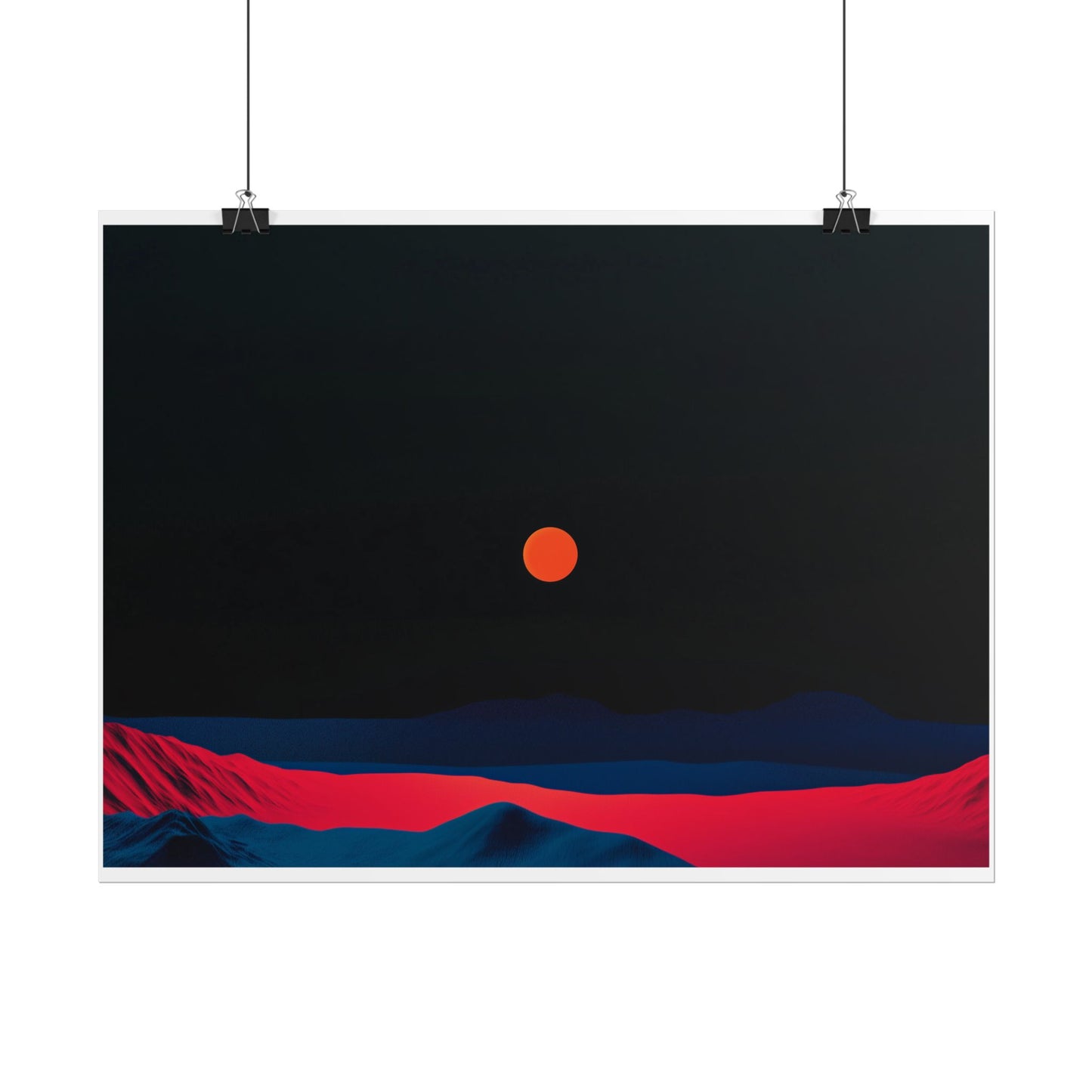 Blood Moon Over Fiery Mountains - Abstract Art Print