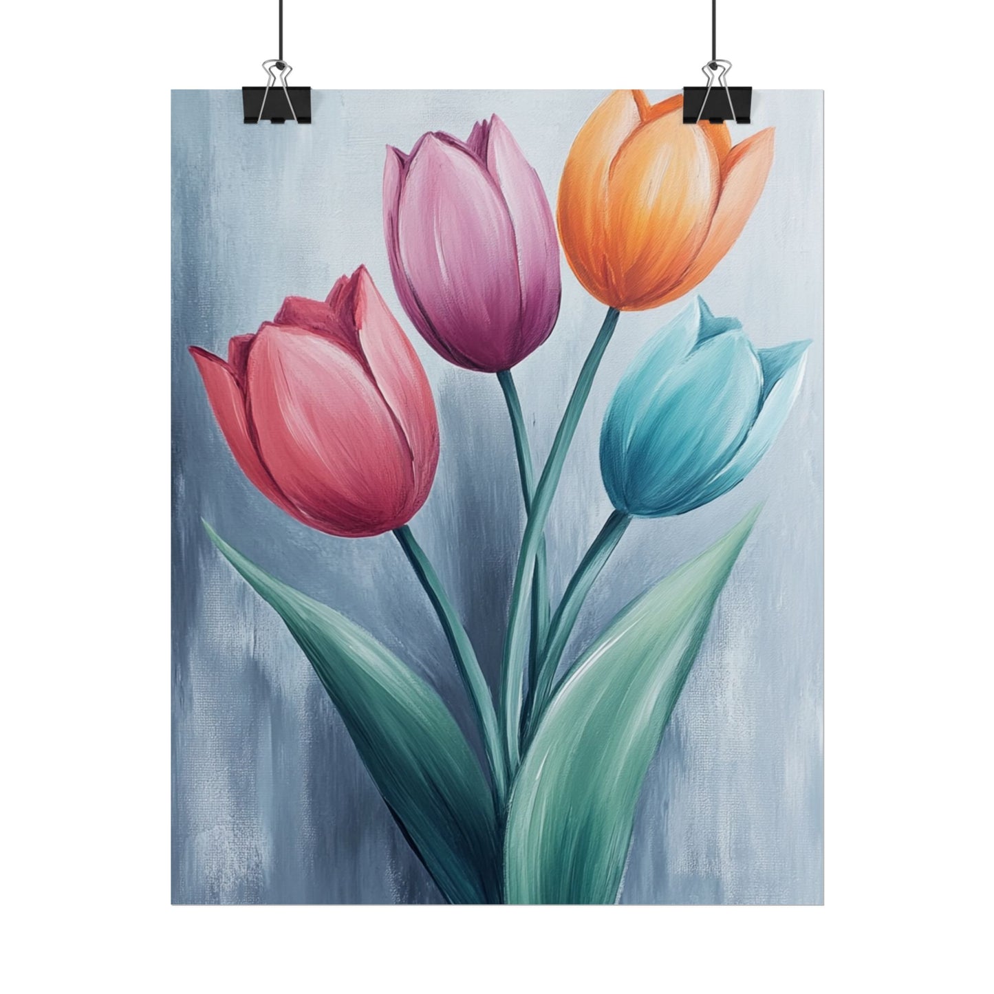 Colourful Tulip Quartet - Abstract Floral Art Print