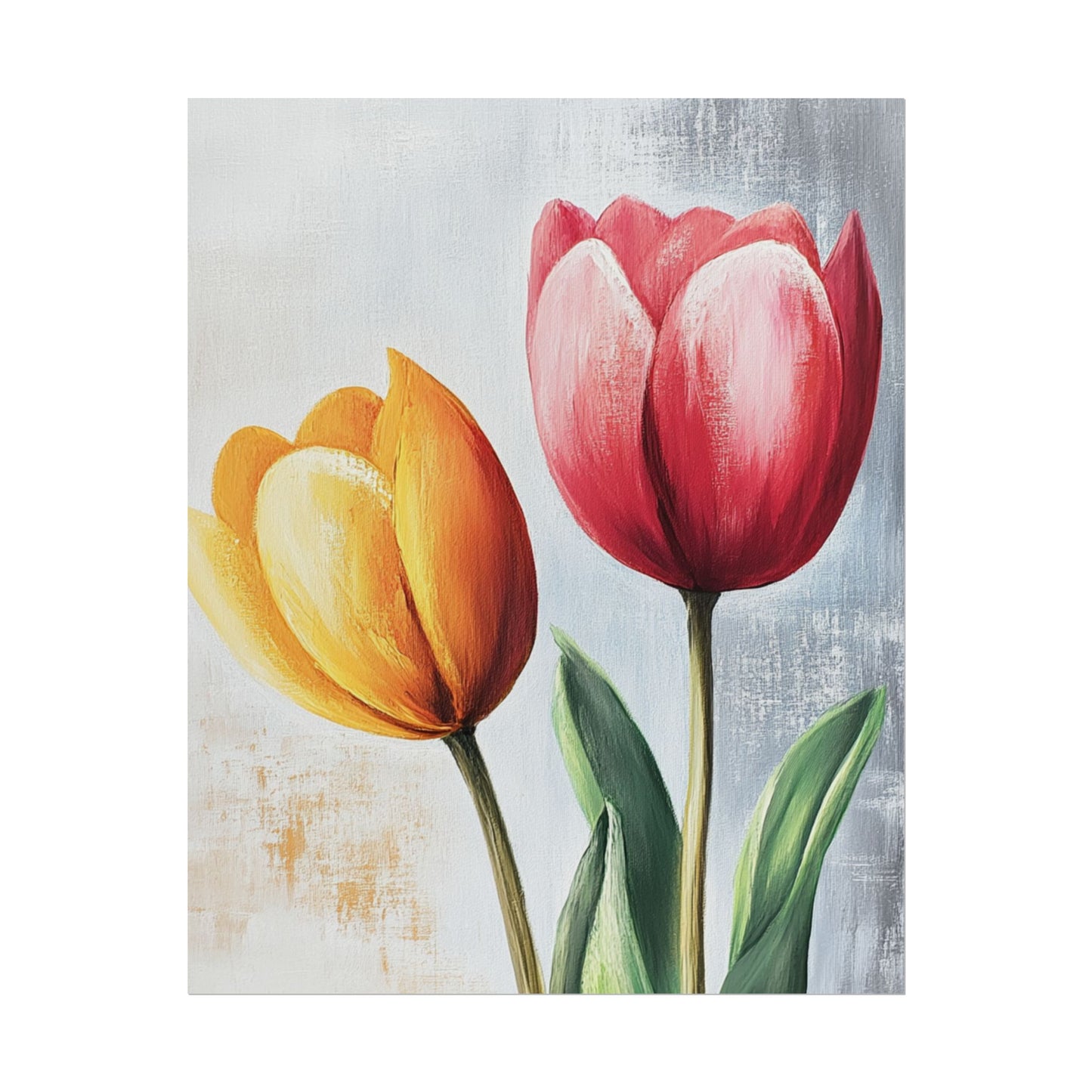 Vibrant Tulips Duo - Abstract Floral Art Print