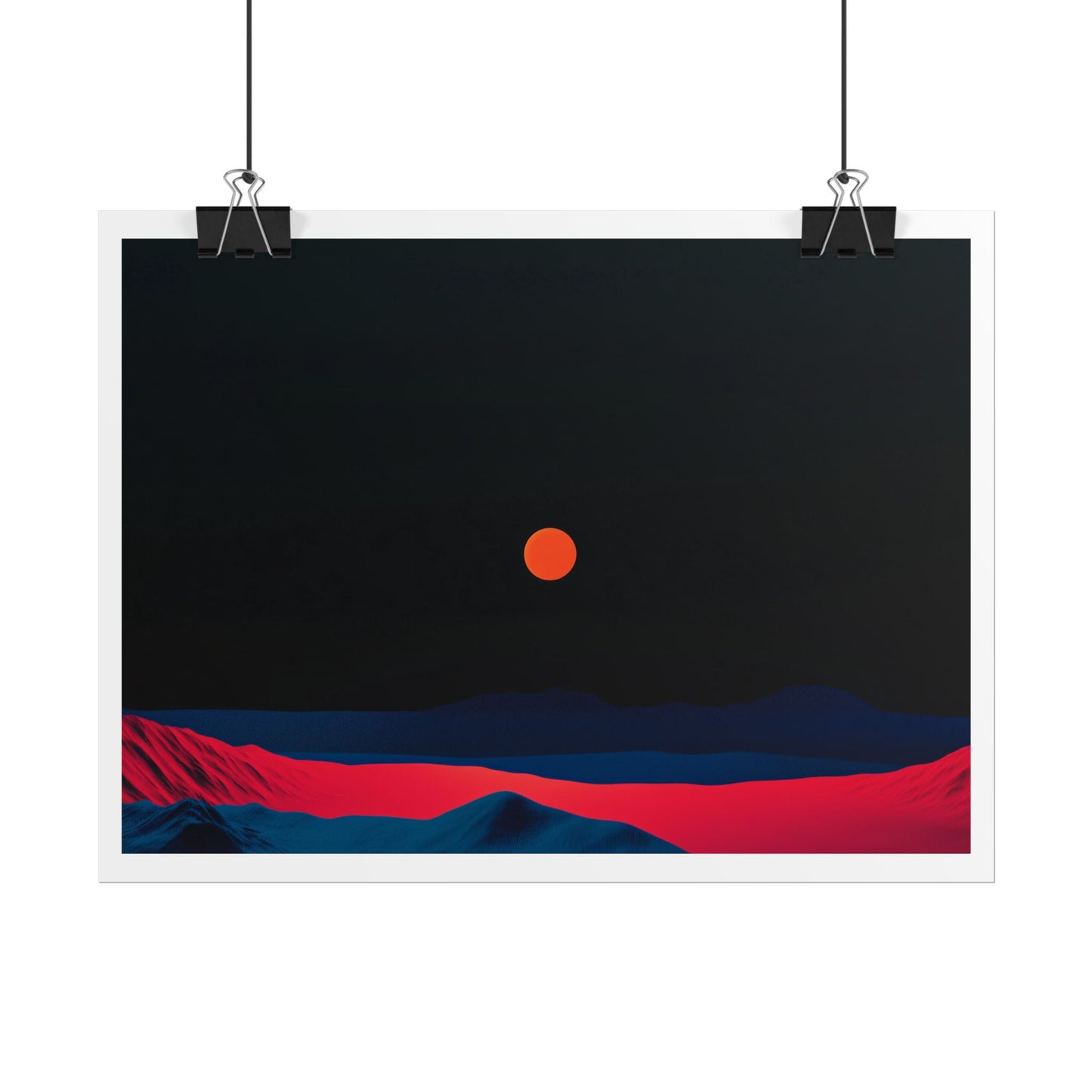 Blood Moon Over Fiery Mountains - Abstract Art Print