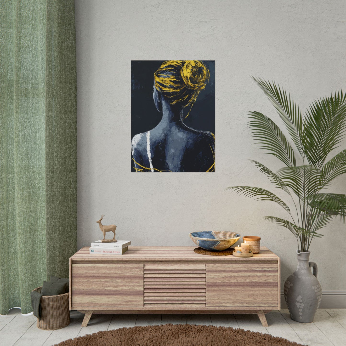 Golden Embrace - Abstract Portrait in Blue and Gold