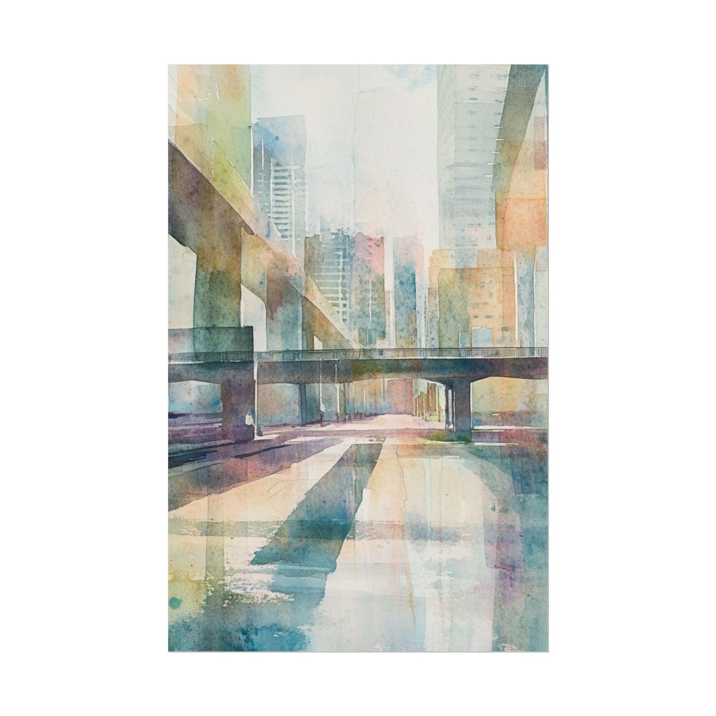 Urban Dreams - Abstract Cityscape in Soft Watercolours