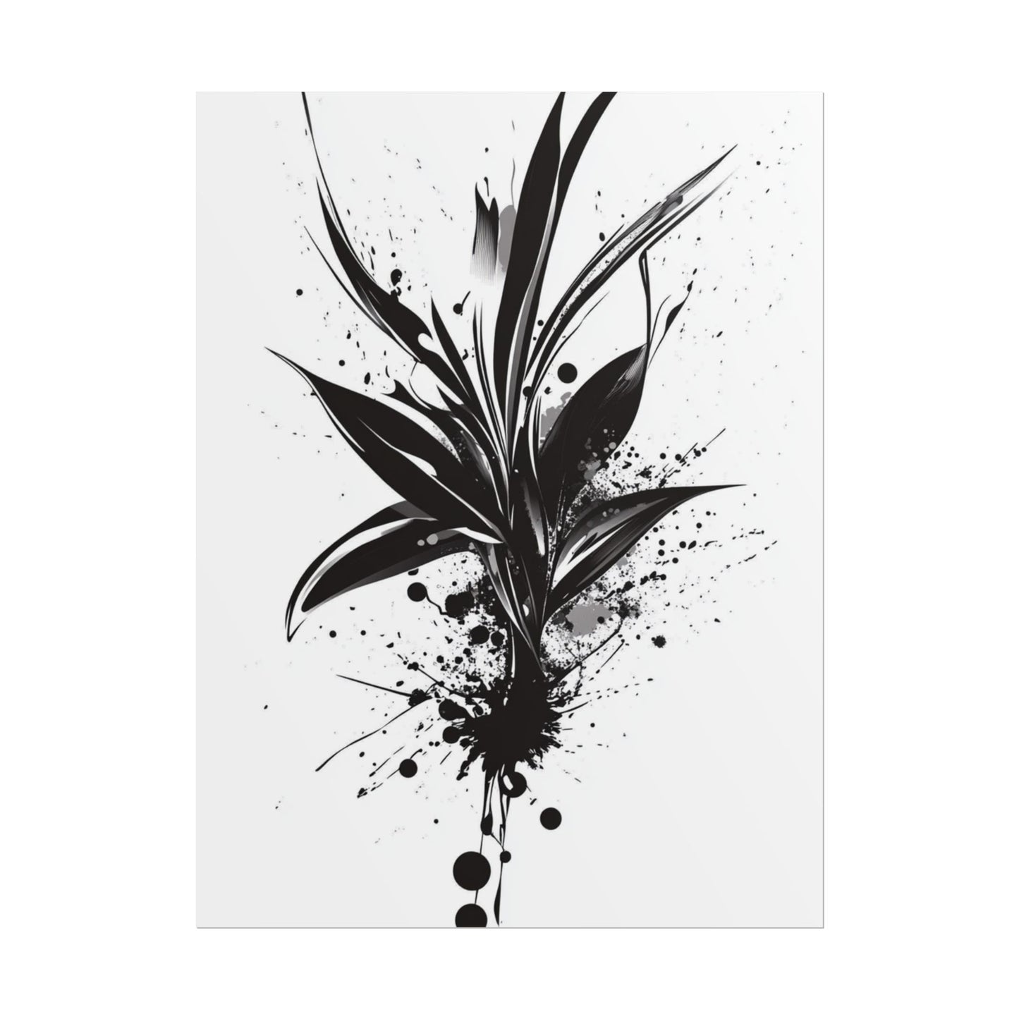 Ink Bloom - Monochrome Abstract Botanical Art Print