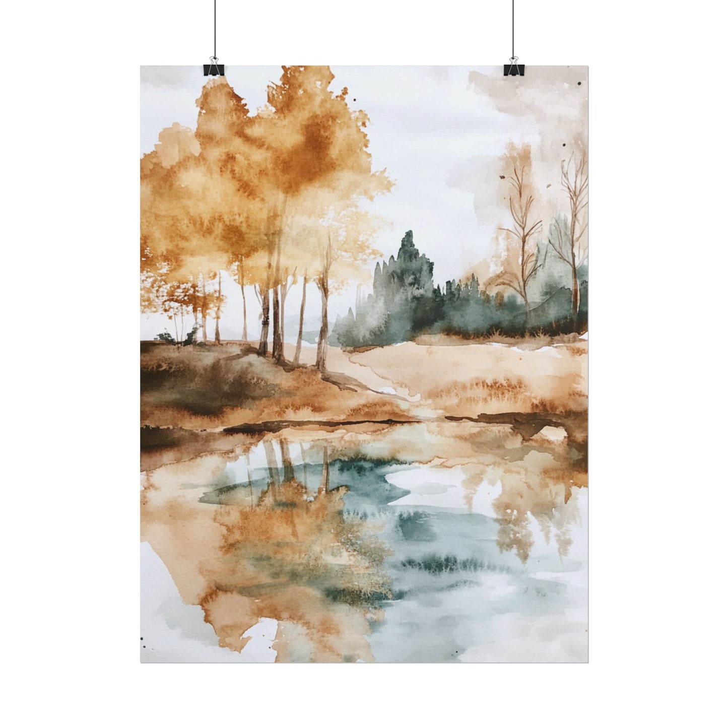 Autumn Serenity - Abstract Landscape Watercolour