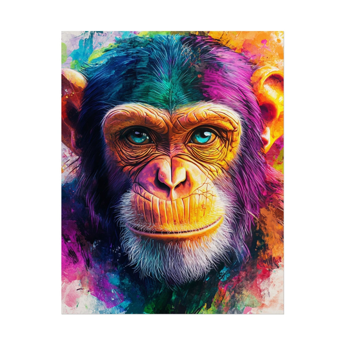 Vibrant Primate - Abstract Portrait of a Chimpanzee