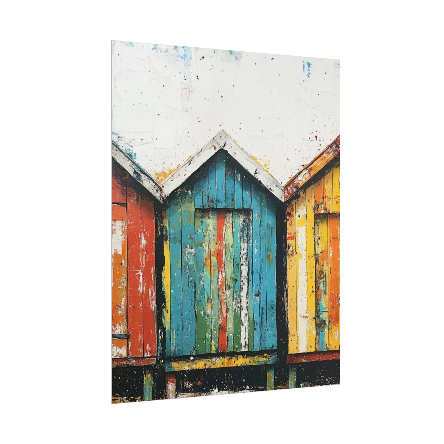 Vibrant Beach Huts - Coastal Abstract Art Print