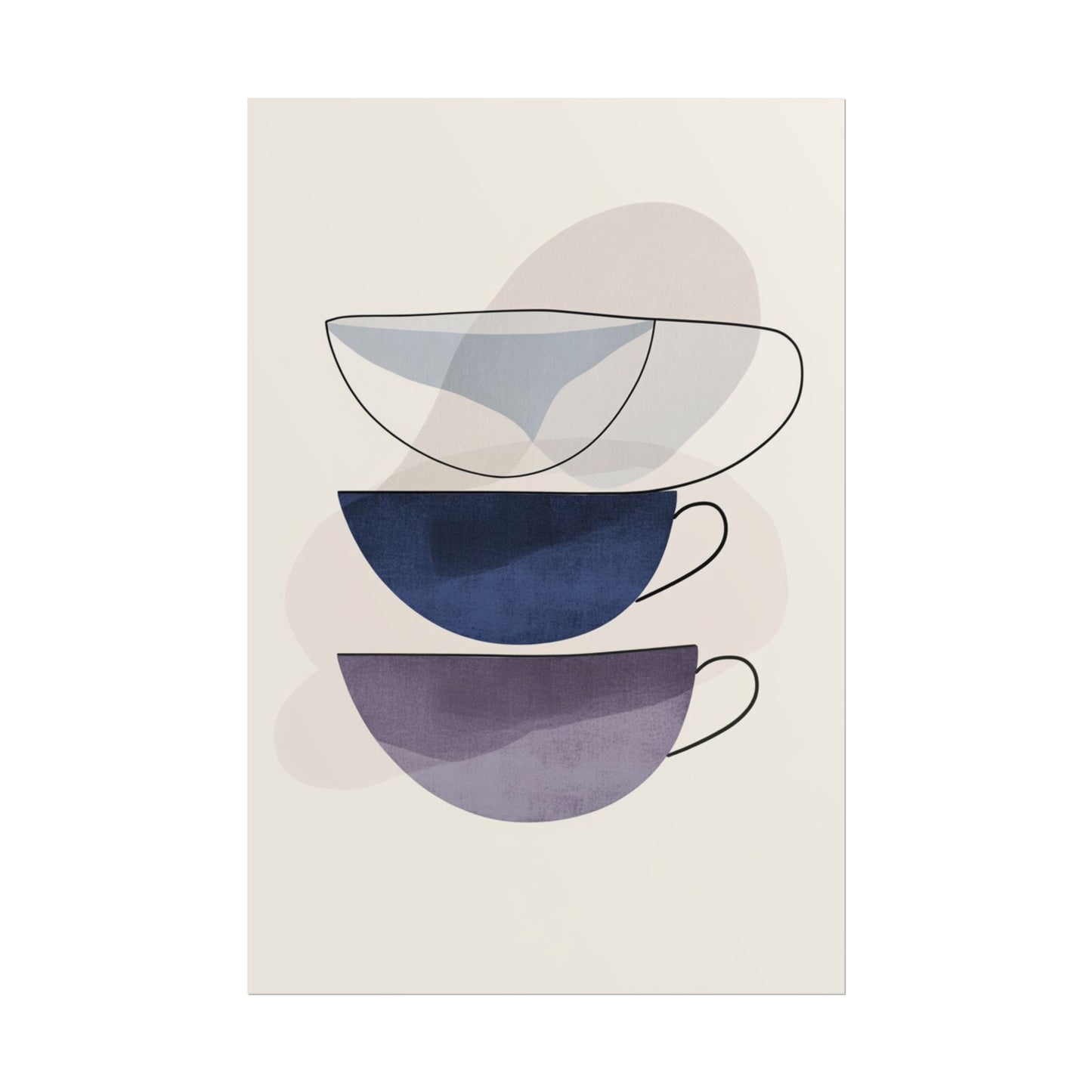 Minimalist Teacups - Abstract Modern Art Print