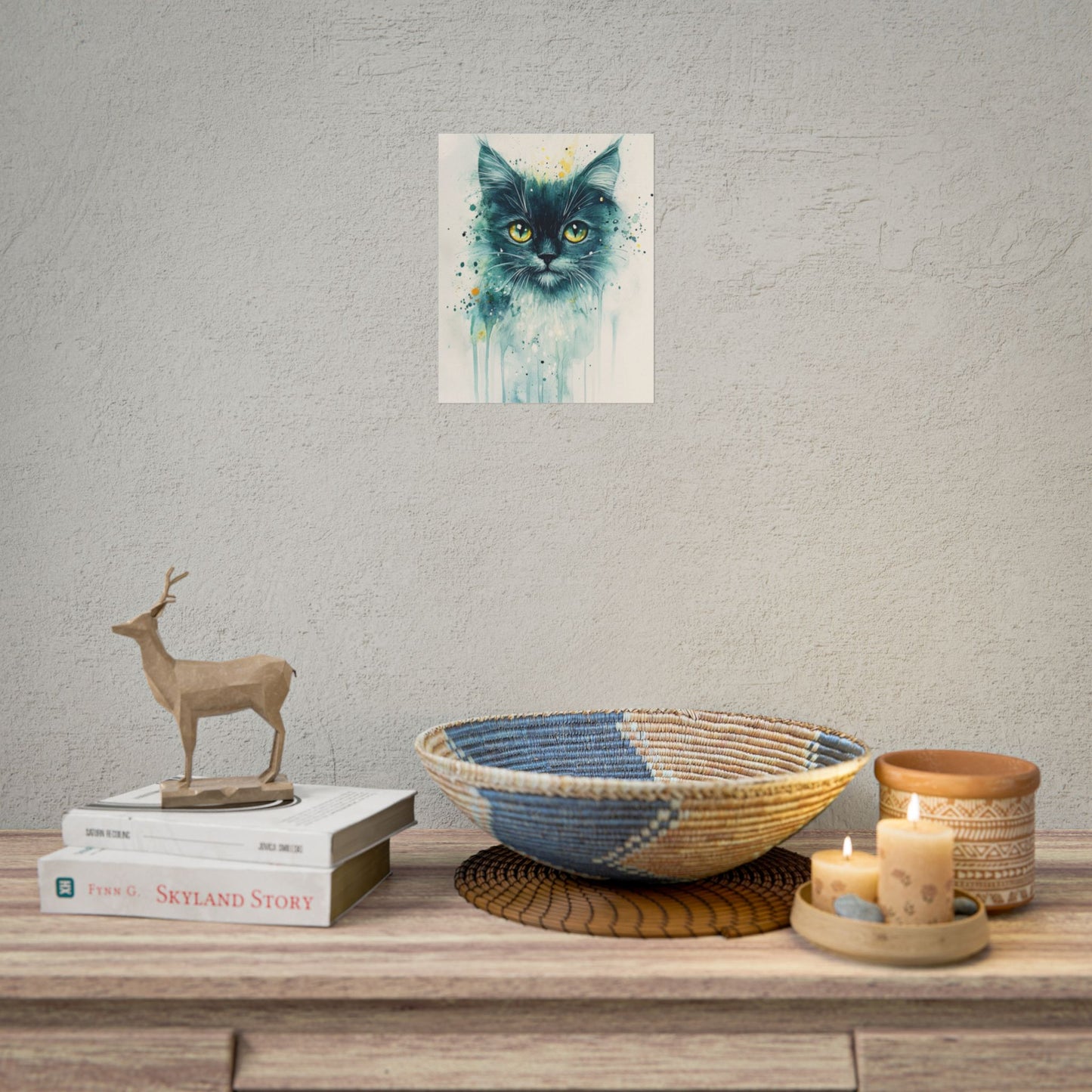 Enigmatic Gaze - Abstract Cat Watercolour Art Print