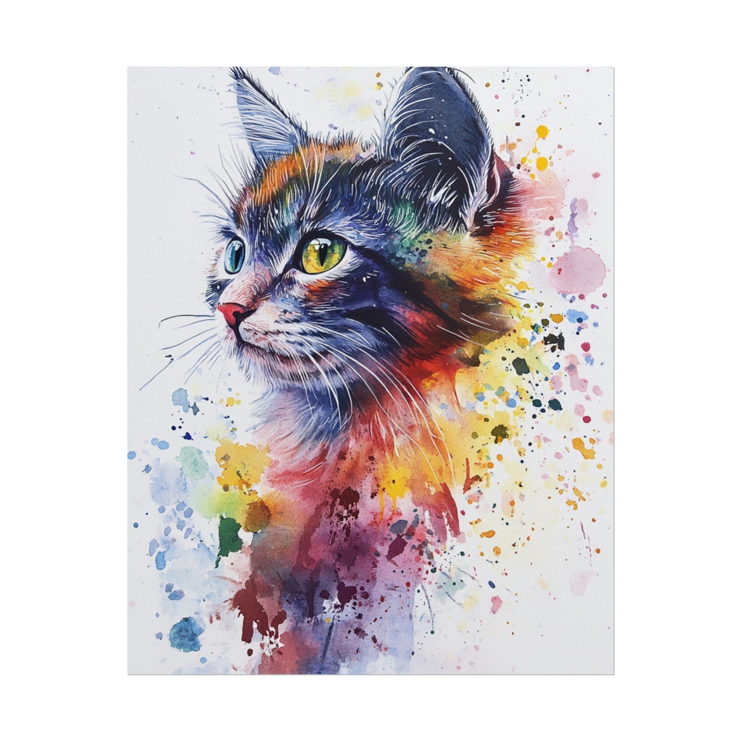 Vibrant Feline - Abstract Watercolour Cat Art Print