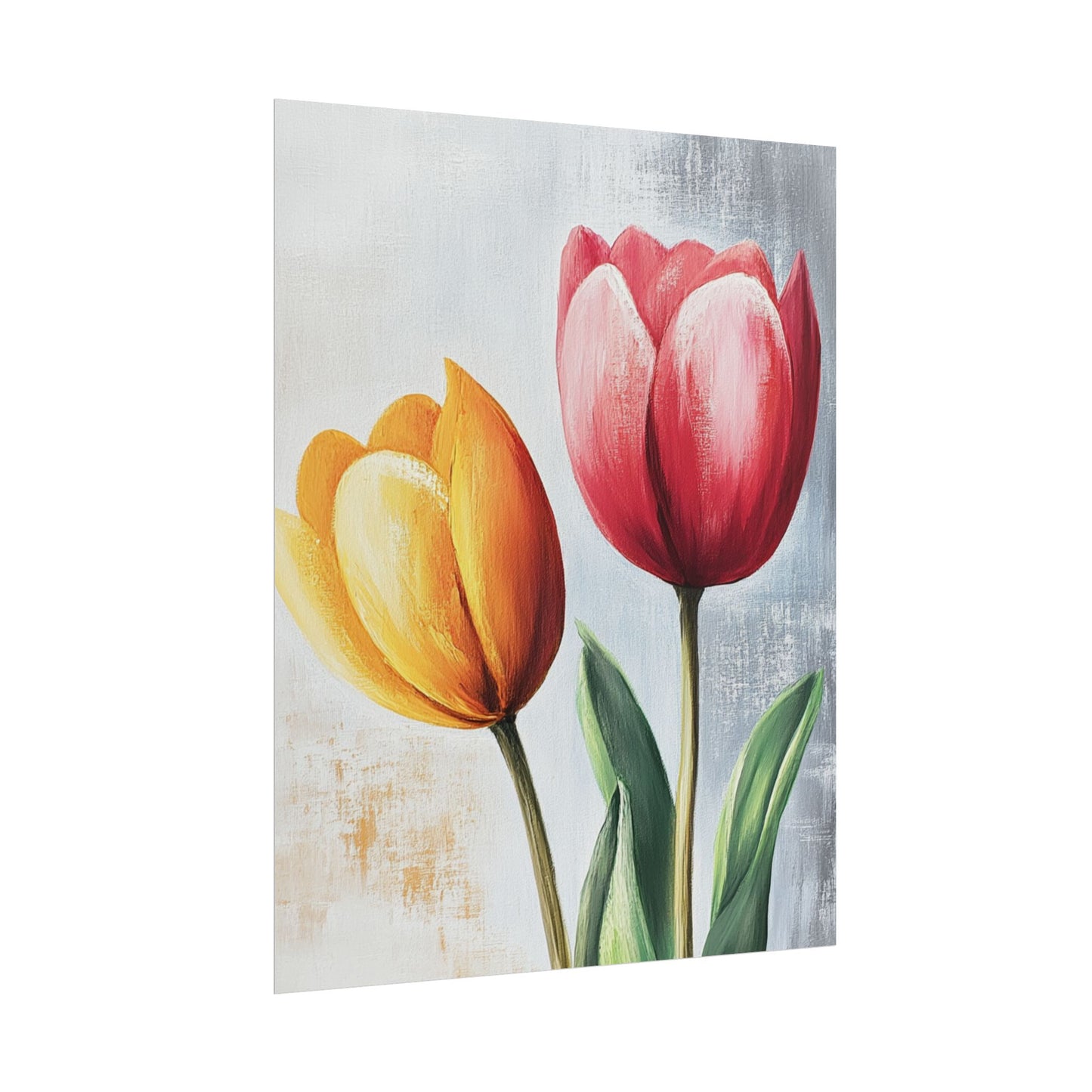 Vibrant Tulips Duo - Abstract Floral Art Print