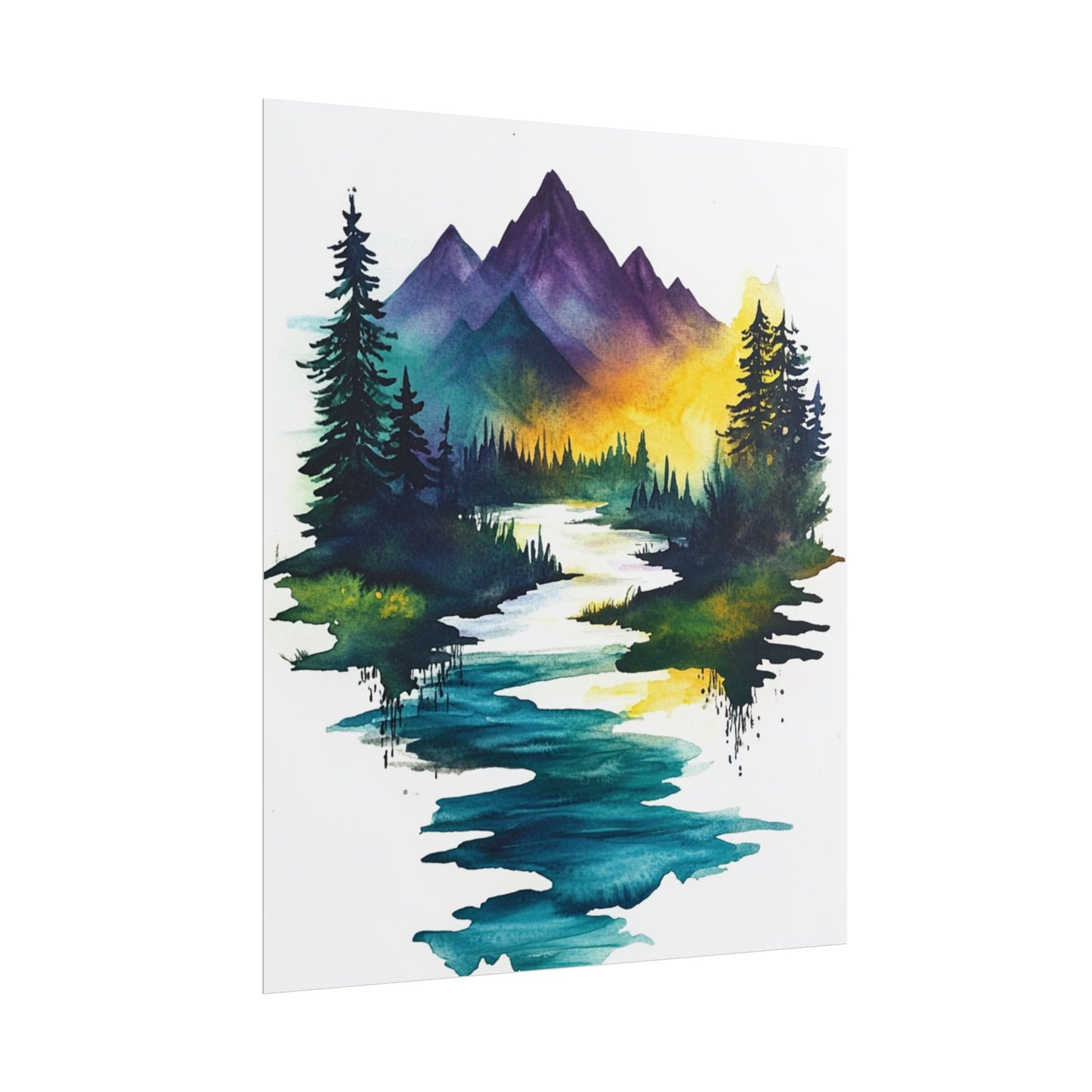 Tranquil Mountain Reflections - Abstract Landscape Art Print