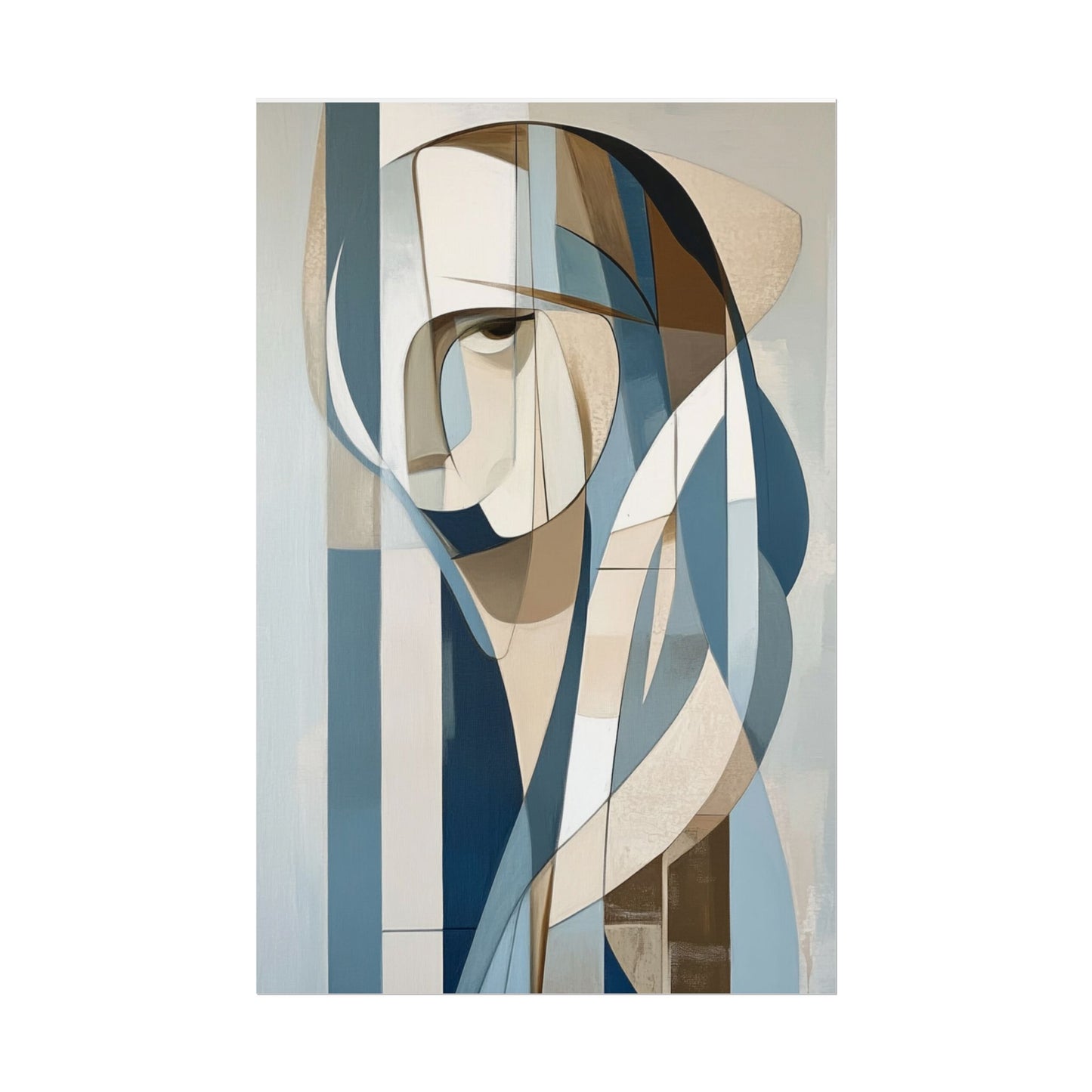 Contemplation in Blue - Modern Abstract Portrait