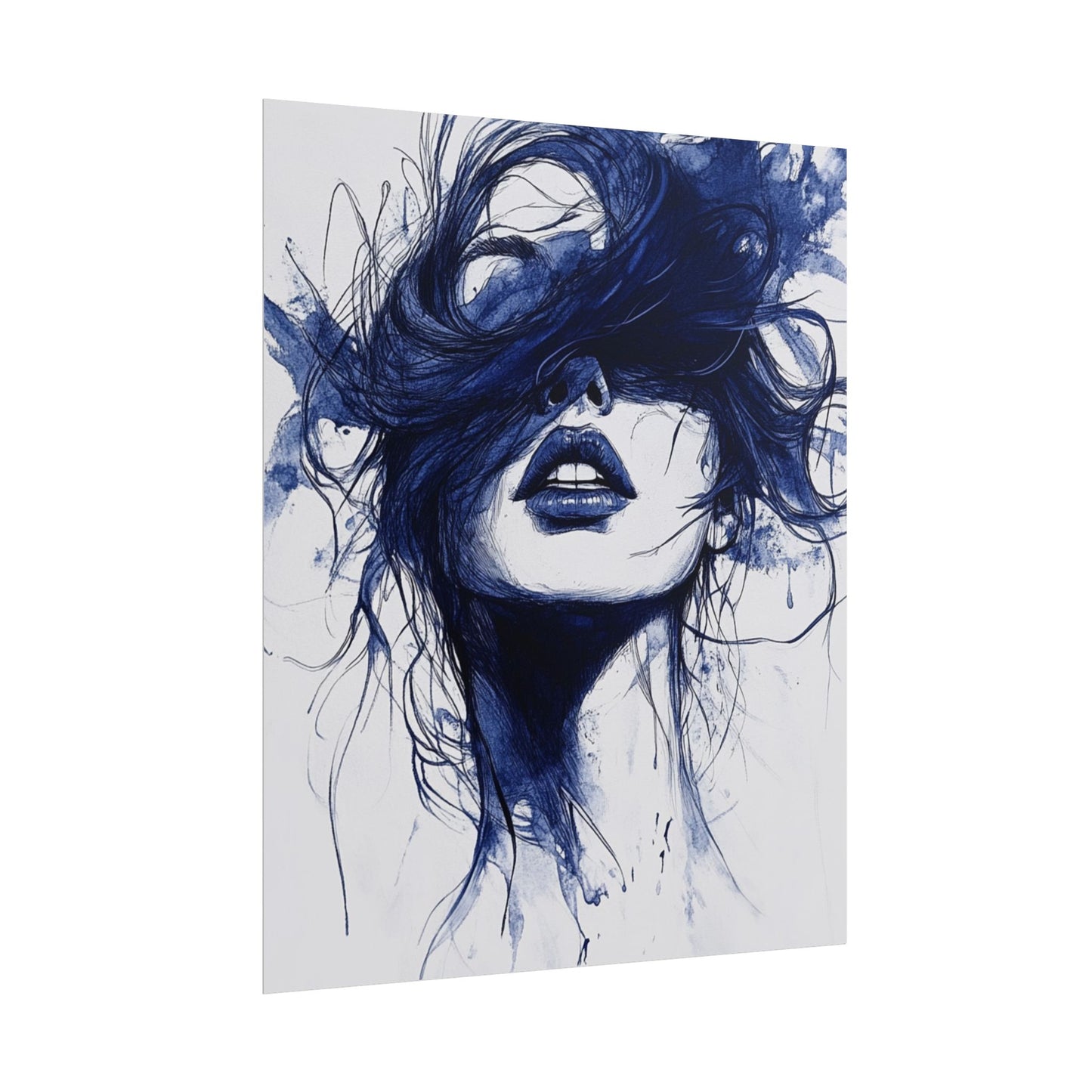 Veil of Blue - Abstract Portrait Print