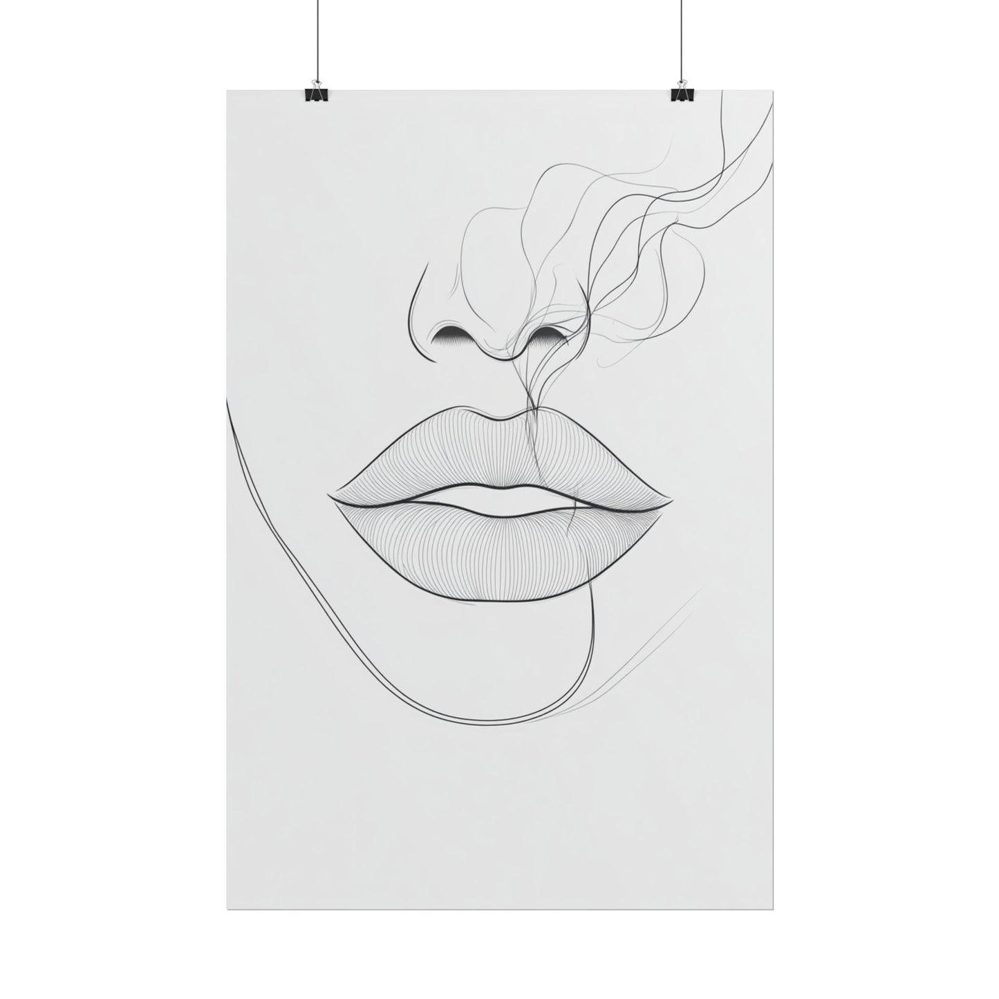 Whispers of Elegance - Abstract Line Art of Lips