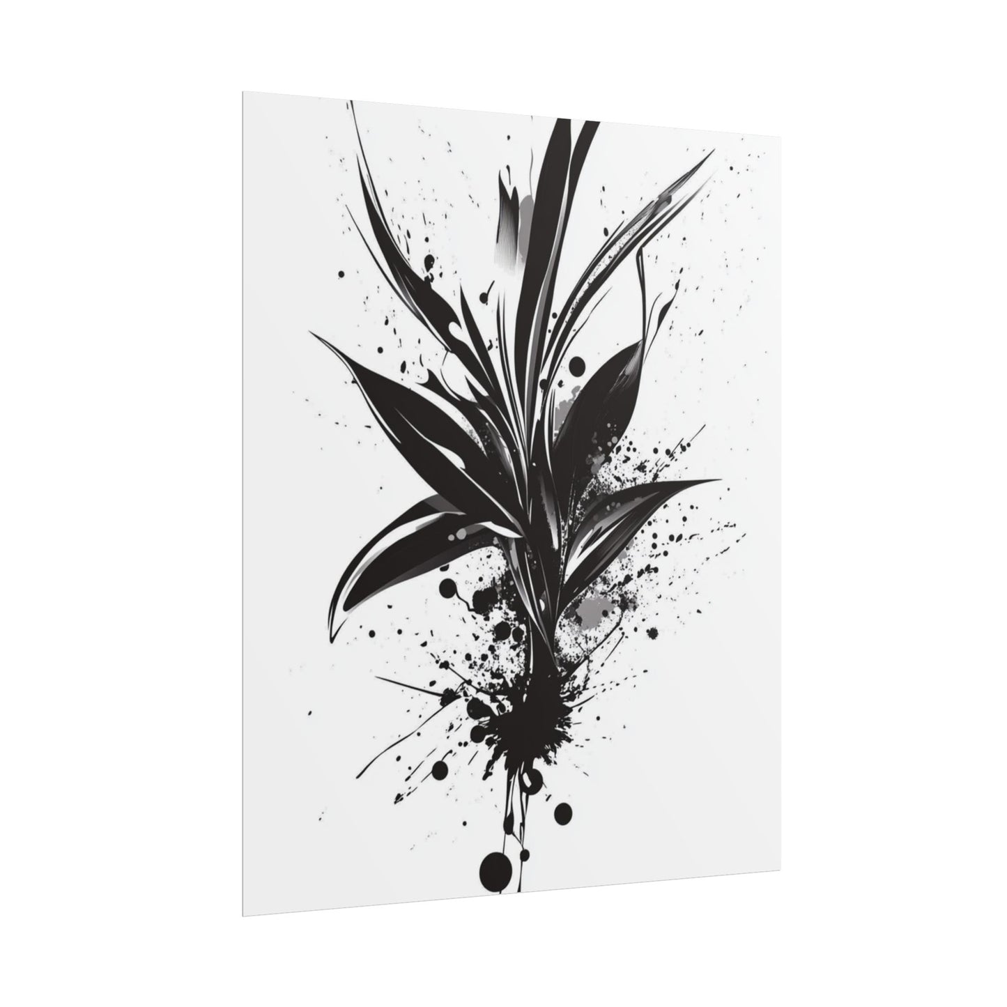 Ink Bloom - Monochrome Abstract Botanical Art Print