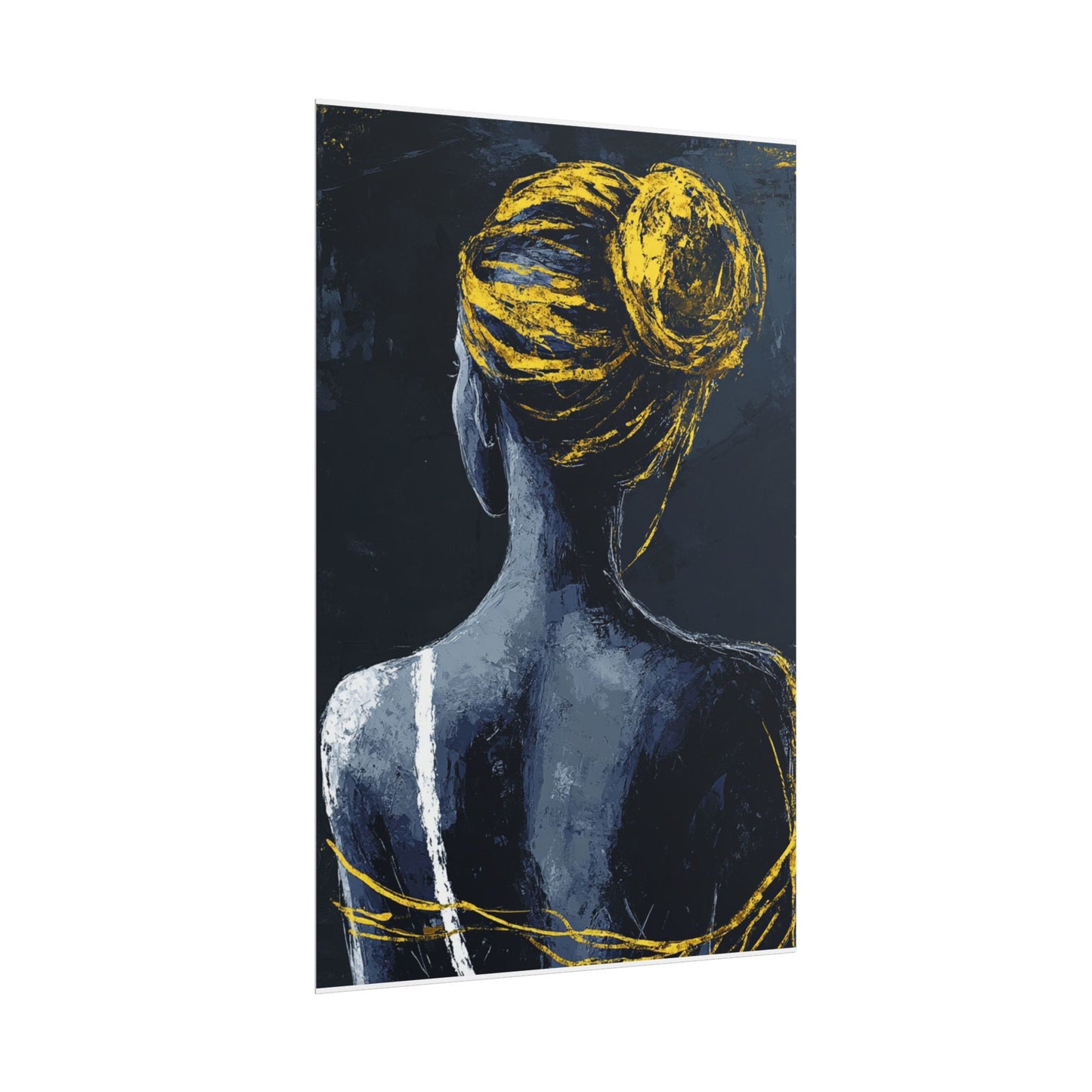 Golden Embrace - Abstract Portrait in Blue and Gold