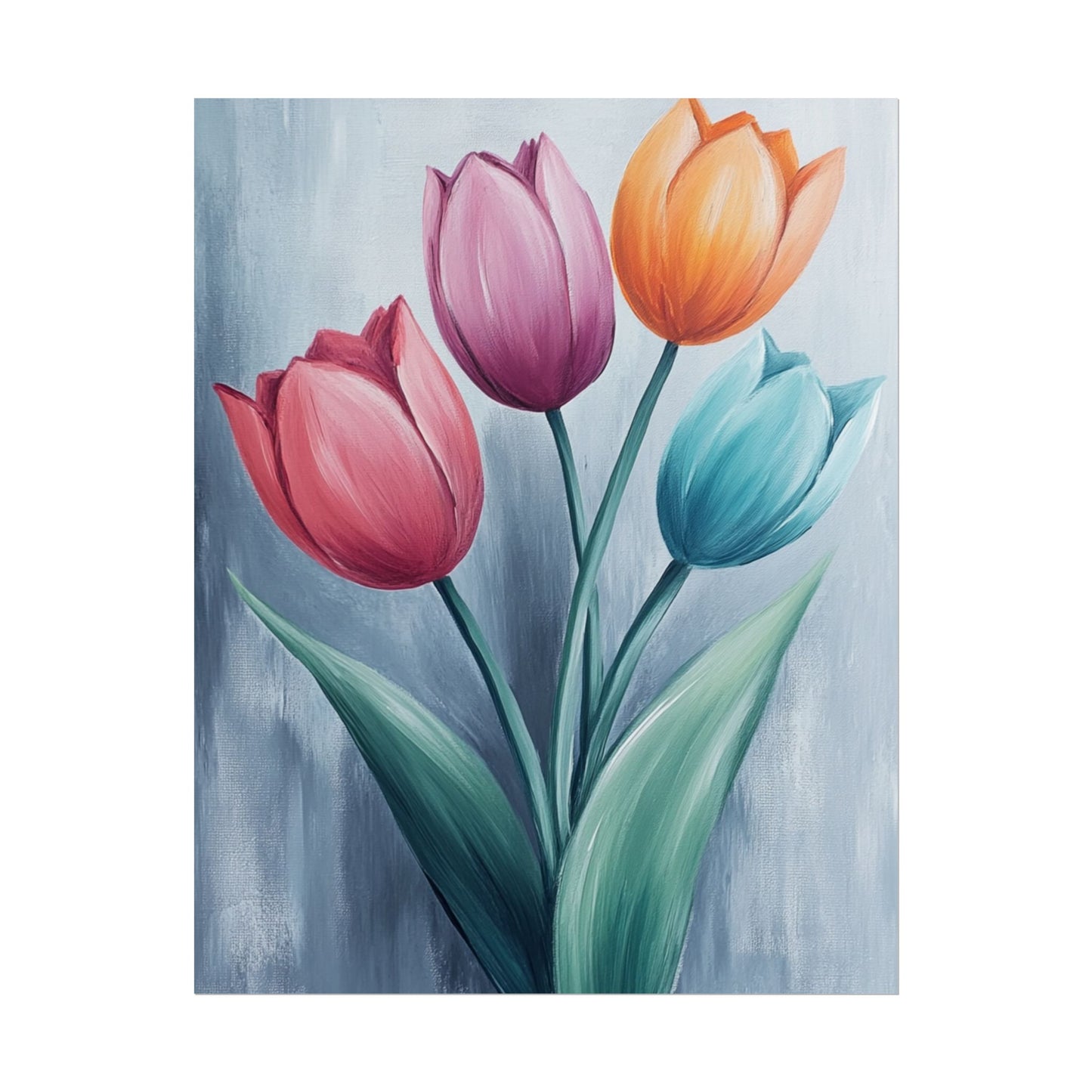 Colourful Tulip Quartet - Abstract Floral Art Print