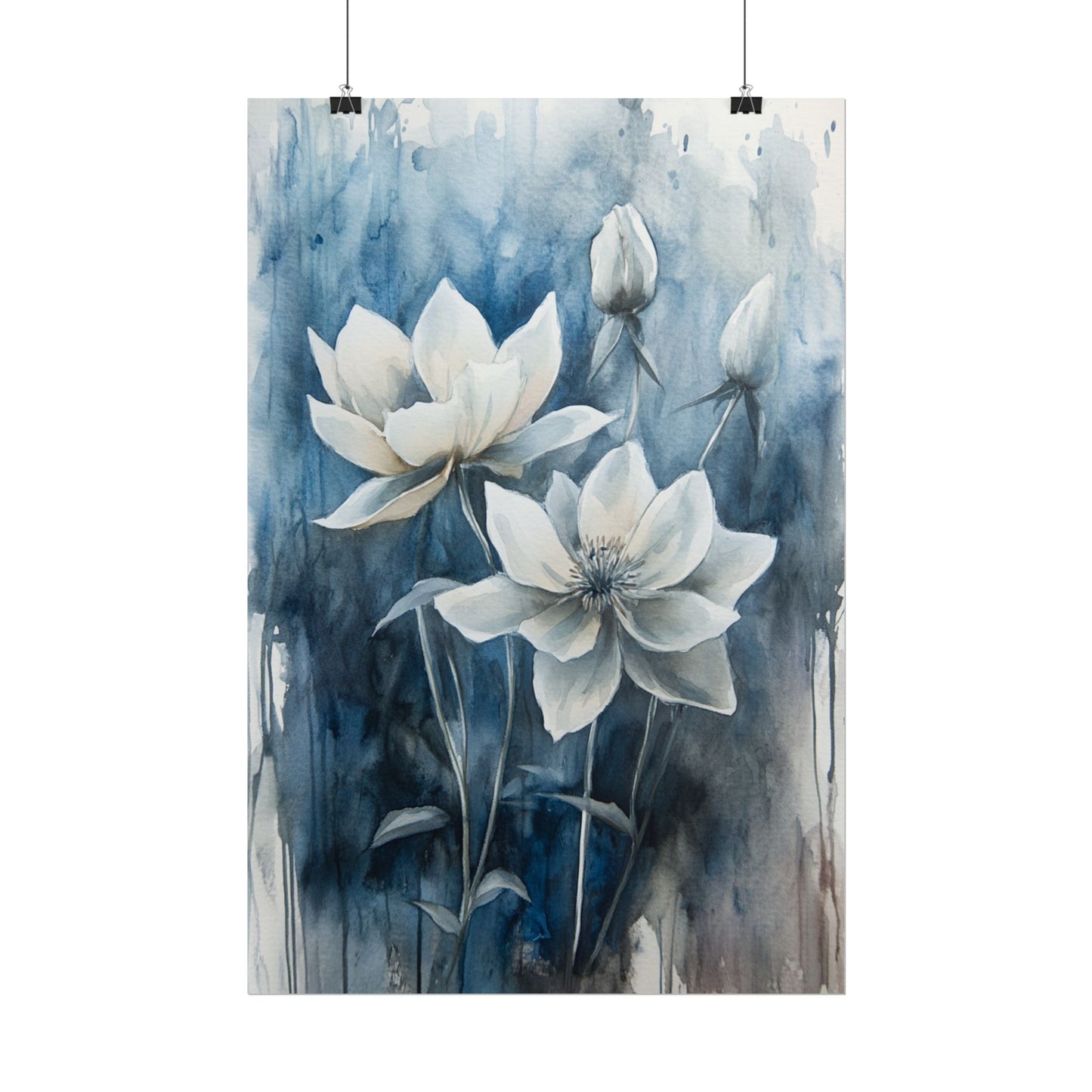 Midnight Blooms - Abstract Floral Watercolour Art Print