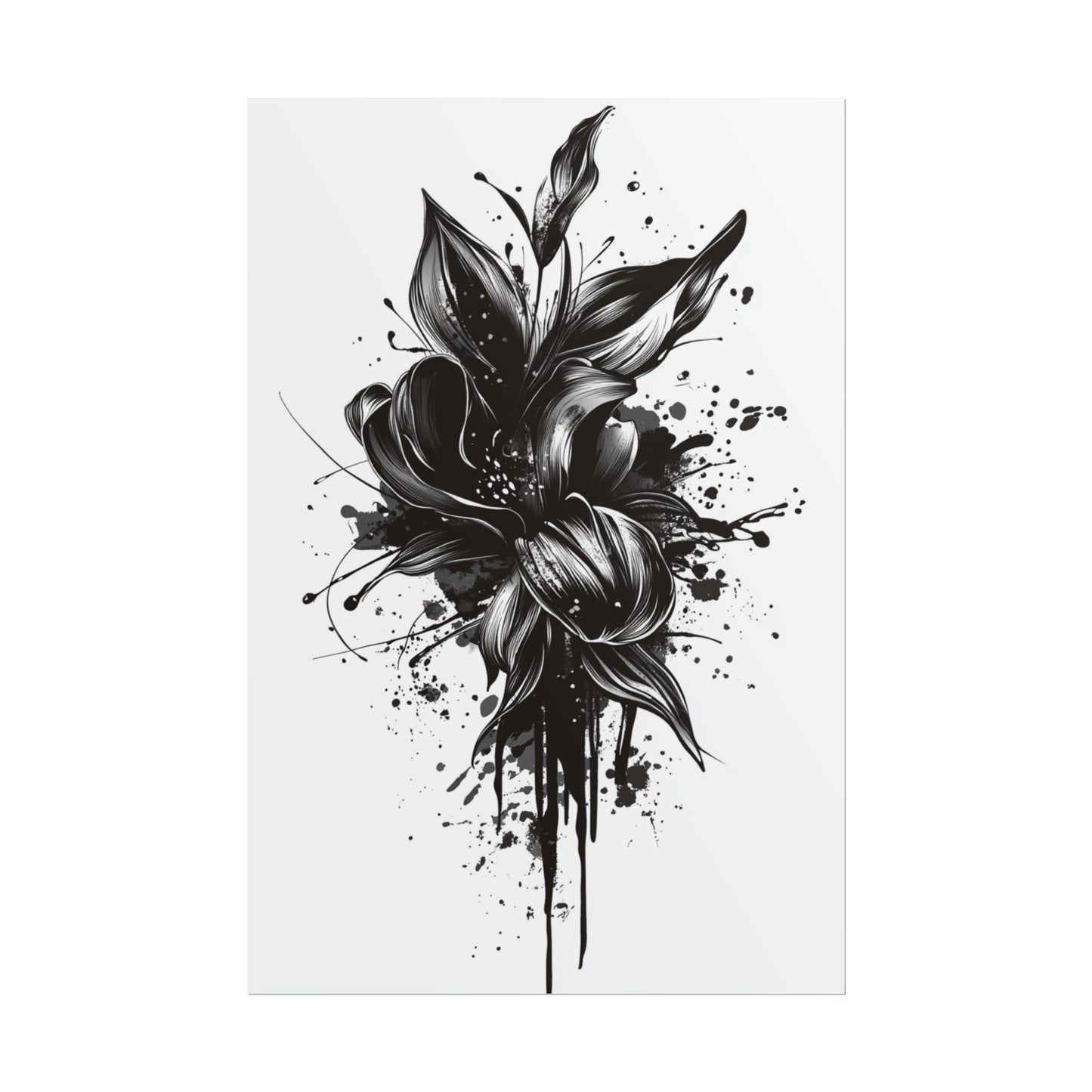 Monochrome Blossom - Abstract Floral Art Print