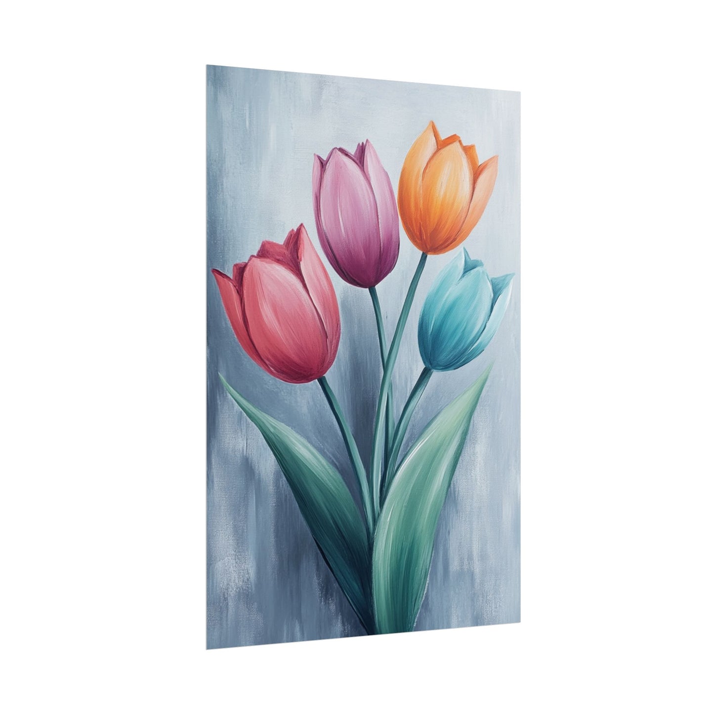 Colourful Tulip Quartet - Abstract Floral Art Print