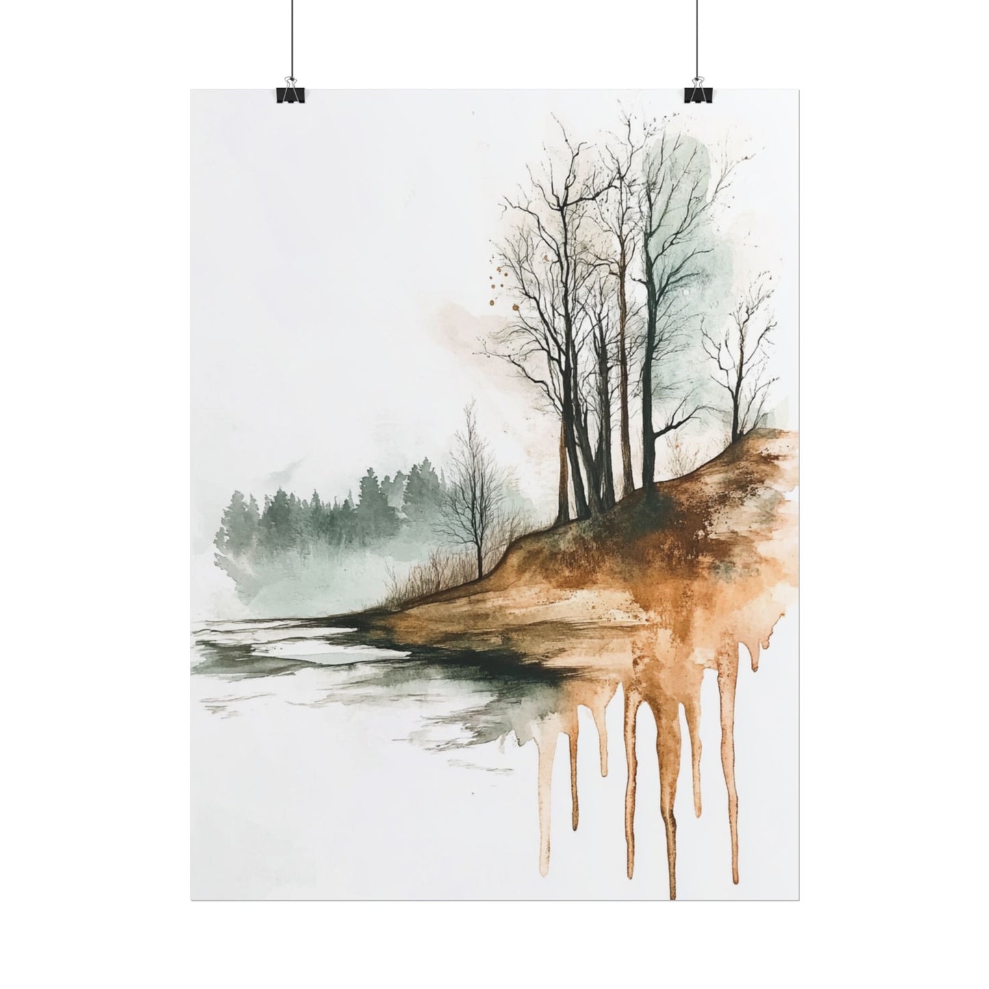 Autumn Reflections - Abstract Watercolour Landscape