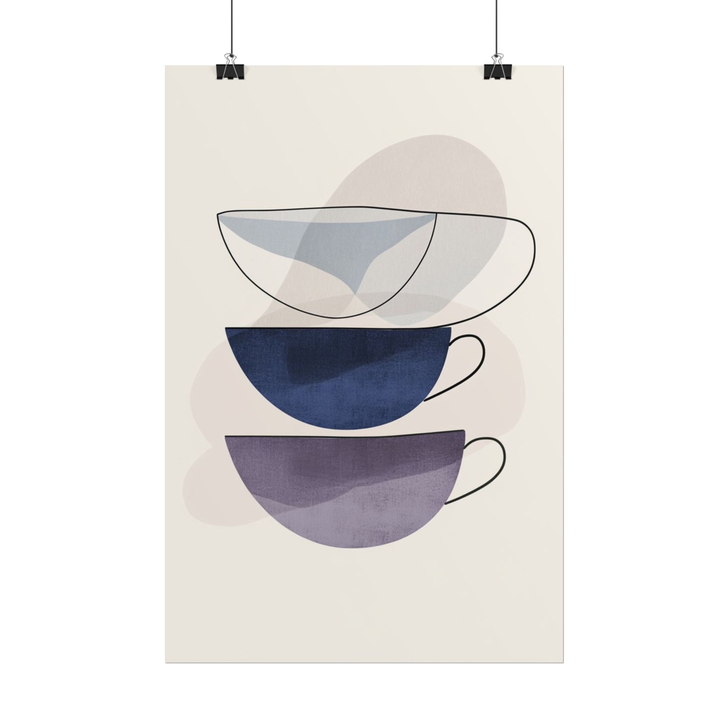 Minimalist Teacups - Abstract Modern Art Print