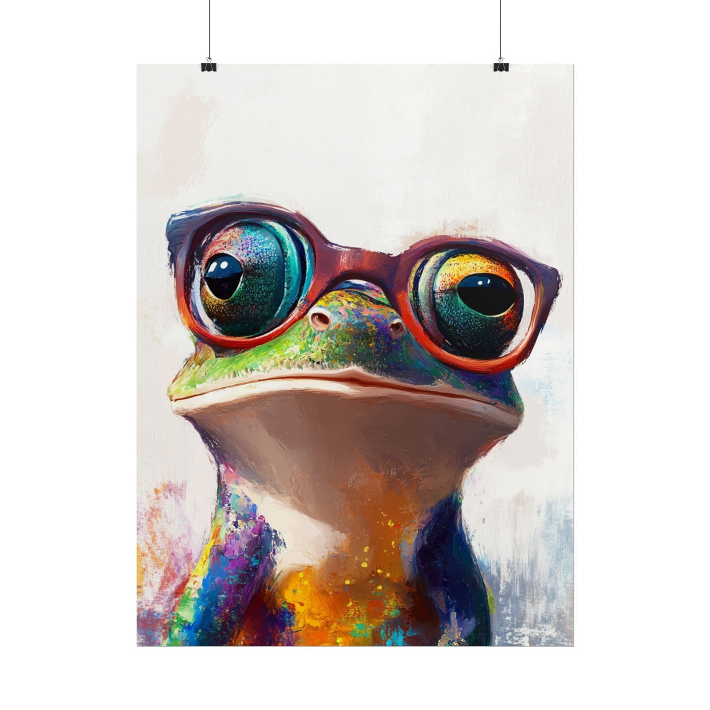 Quirky Frog with Glasses - Vibrant Abstract Animal Art Print