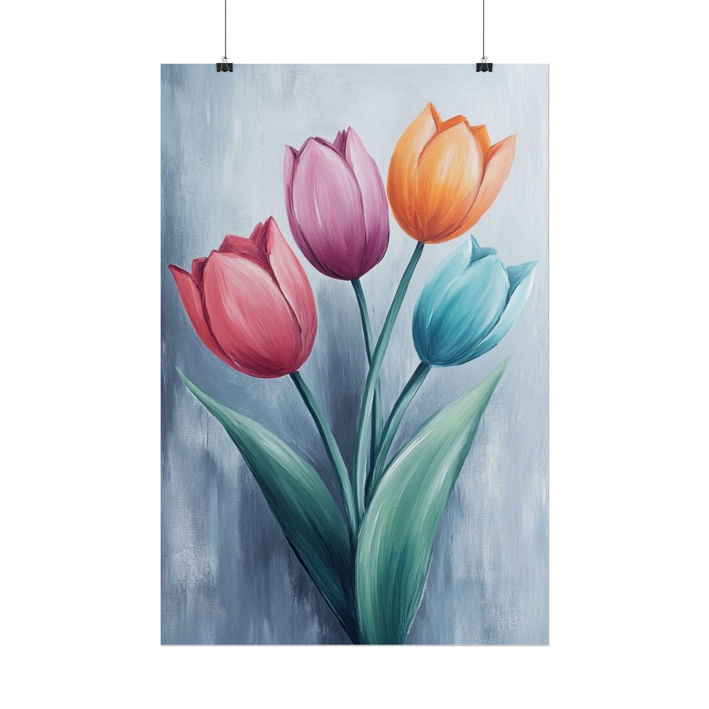 Colourful Tulip Quartet - Abstract Floral Art Print