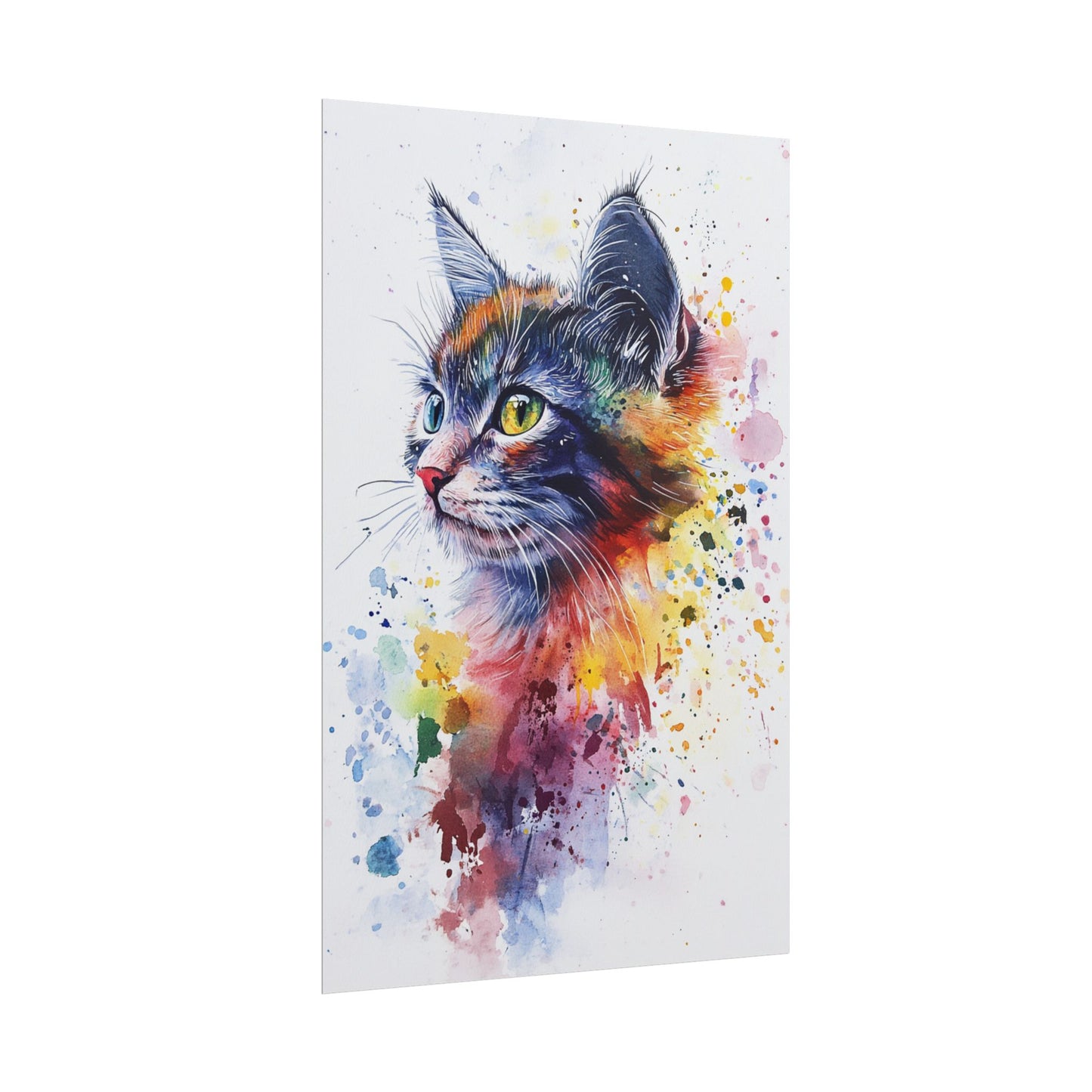 Vibrant Feline - Abstract Watercolour Cat Art Print