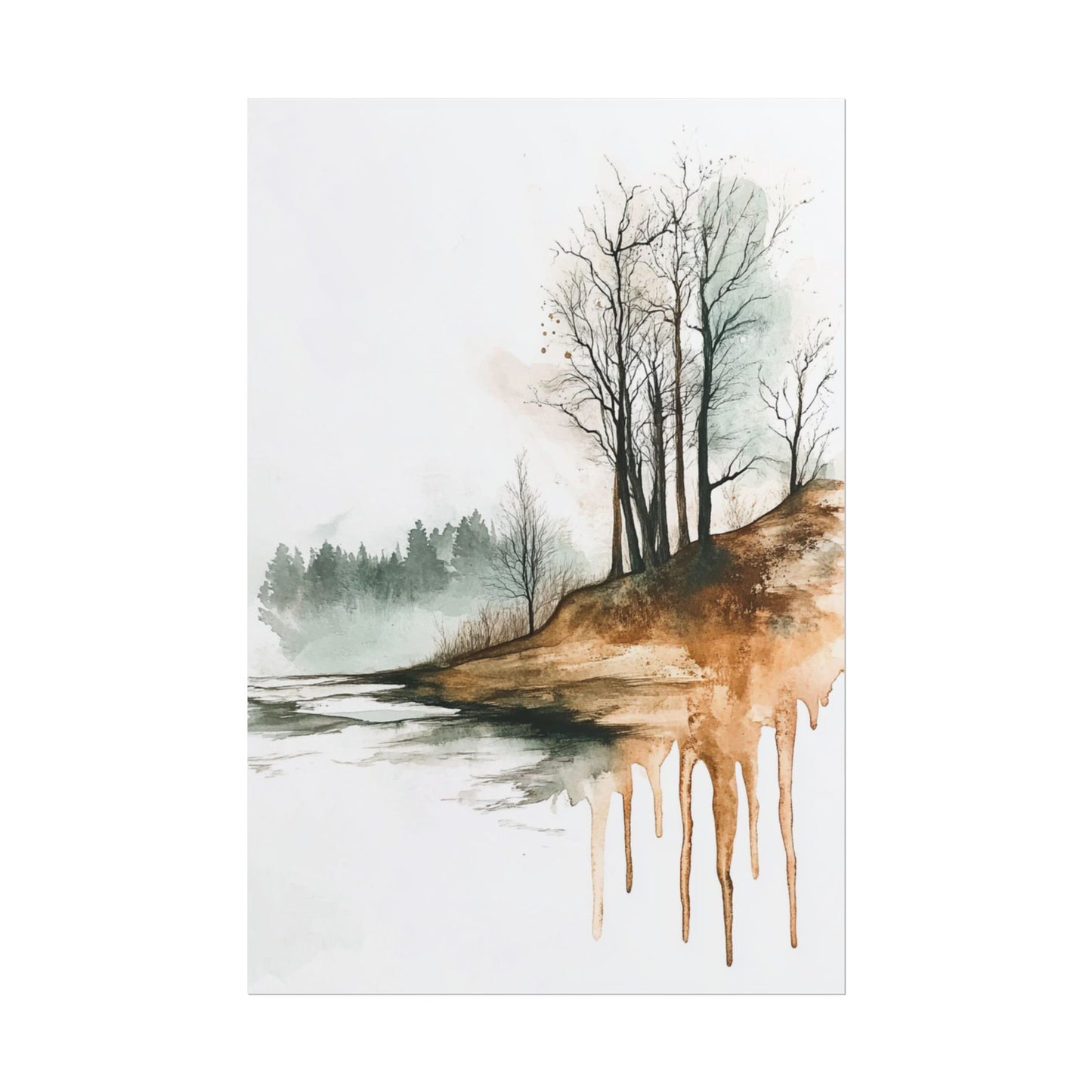 Autumn Reflections - Abstract Watercolour Landscape