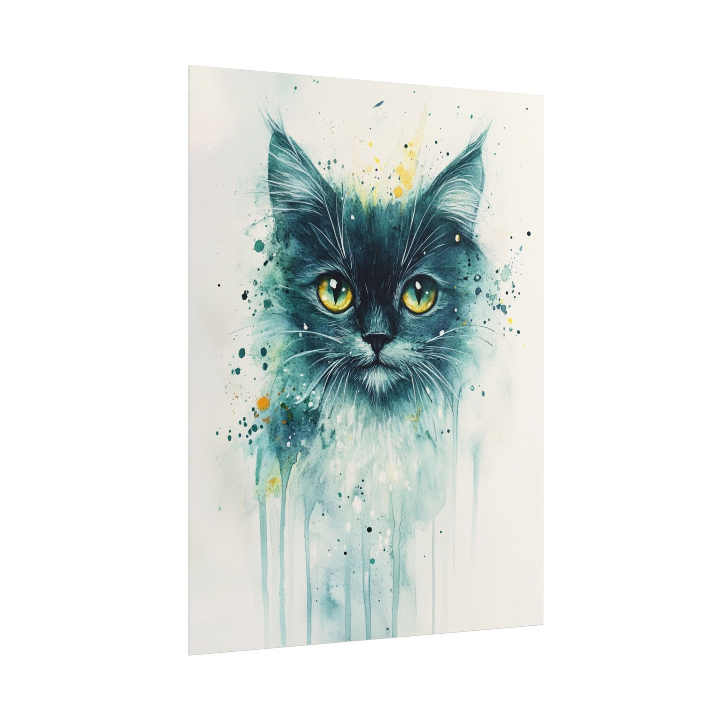 Enigmatic Gaze - Abstract Cat Watercolour Art Print