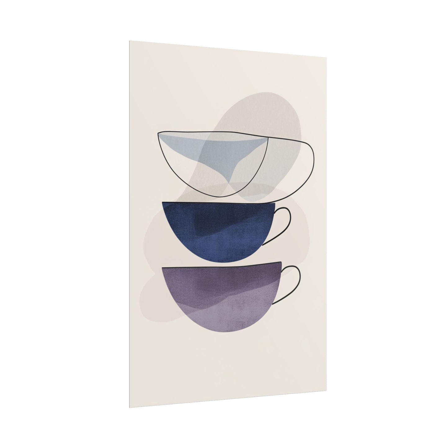 Minimalist Teacups - Abstract Modern Art Print