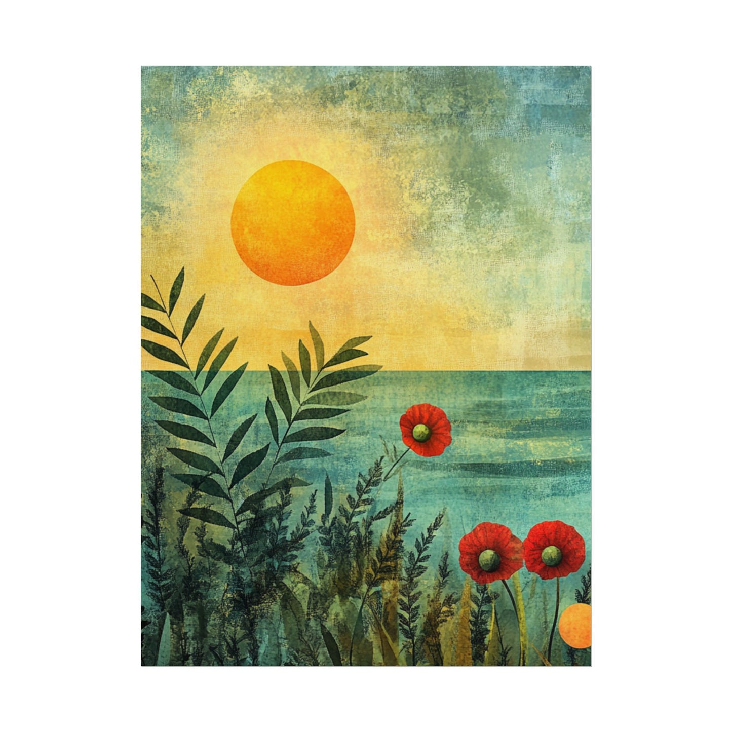 Sunrise Serenity - Abstract Coastal Floral Art Print